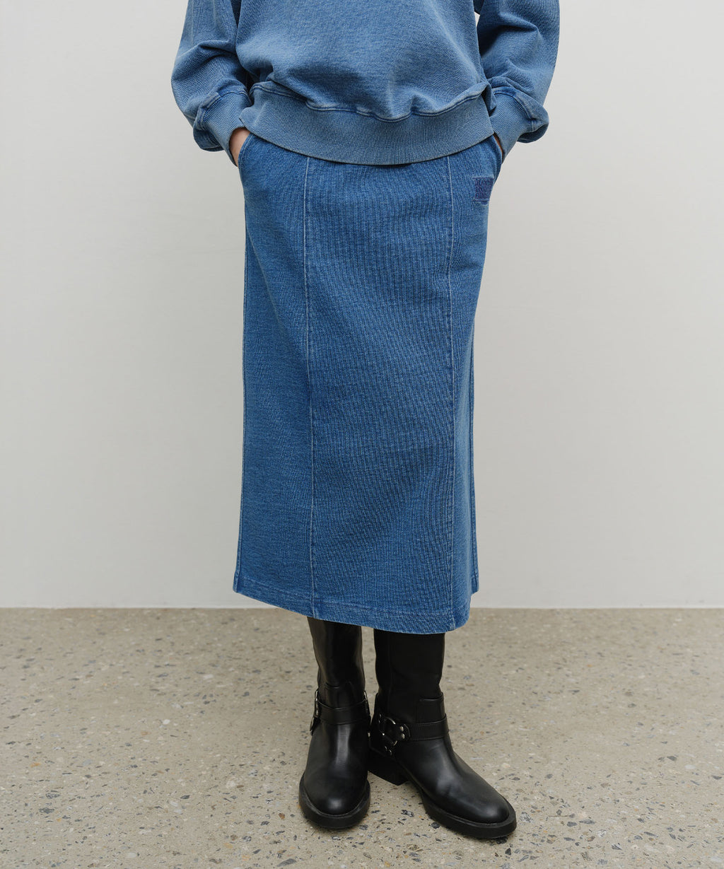 Marithe & Francois Girbaud - Embroidery Classic Logo Sweat Skirt (Blue) product image 1 | TRAB K-Fashion Australia