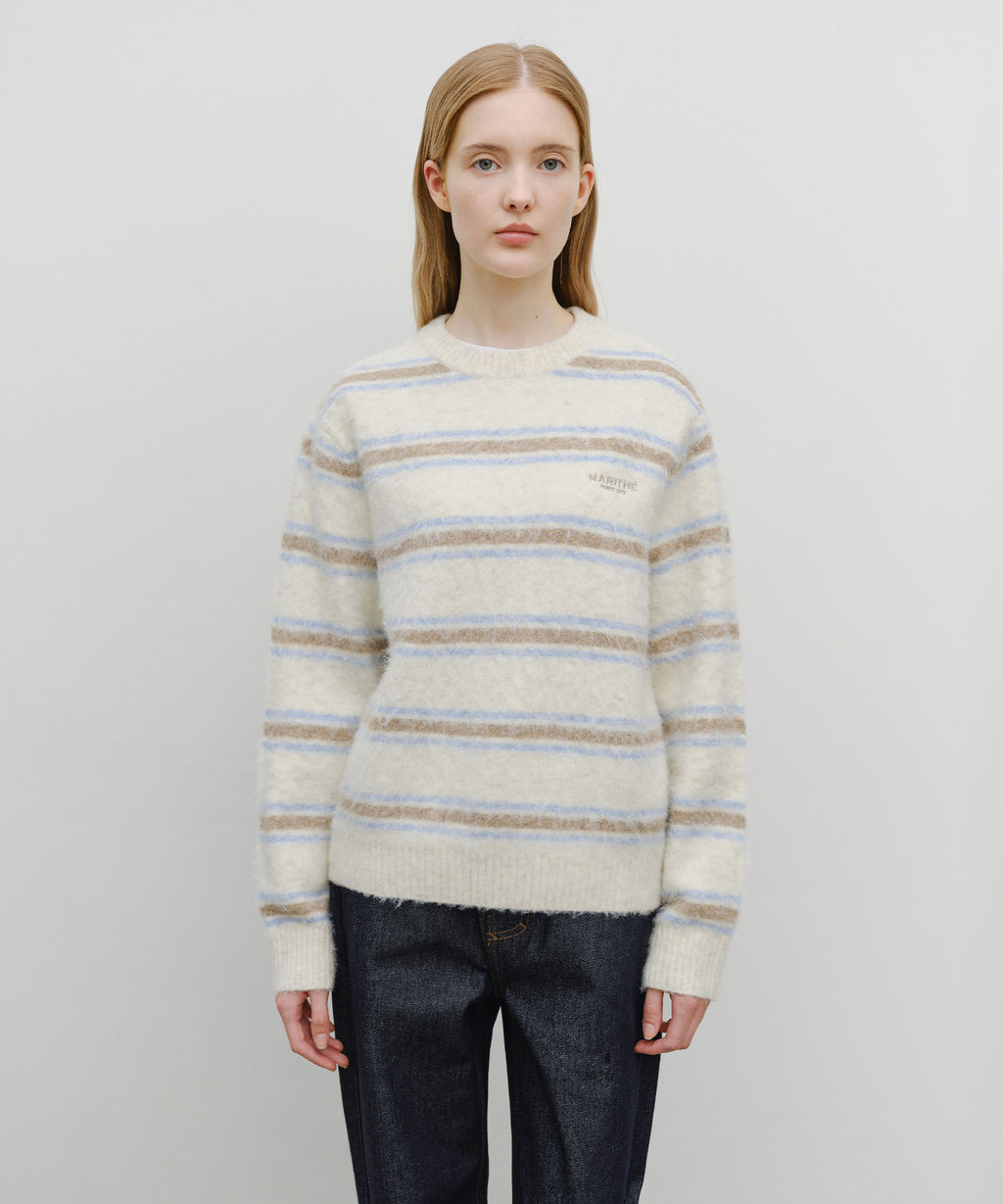 Marithe & Francois Girbaud - Multi Stripe Knit Pullover (Ivory) product image 1 | TRAB K-Fashion Australia
