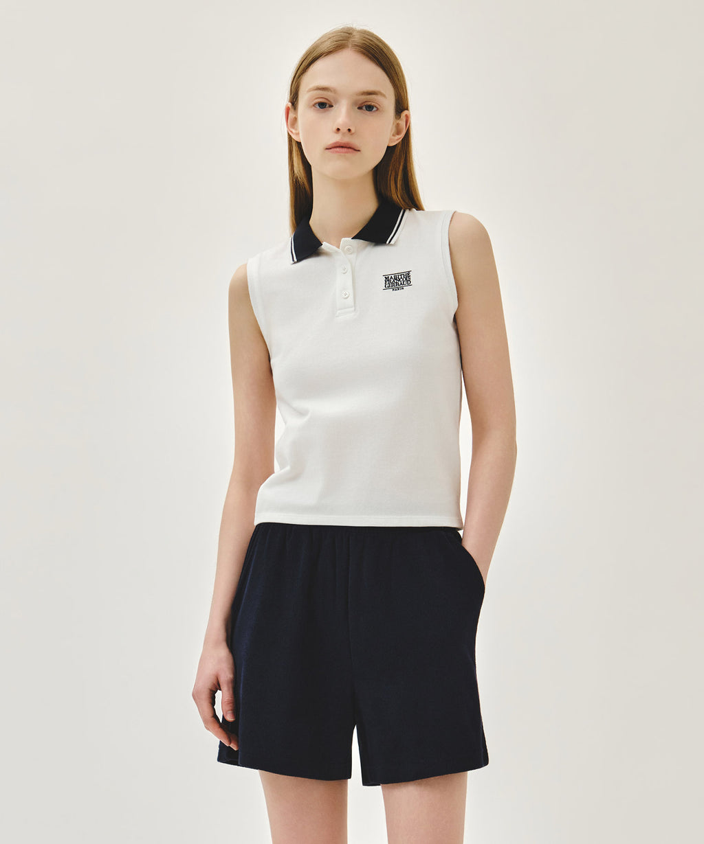 Marithe & Francois Girbaud - Small Classic Logo Pk Collar Sleeveless (White) product image 1 | TRAB K-Fashion Australia