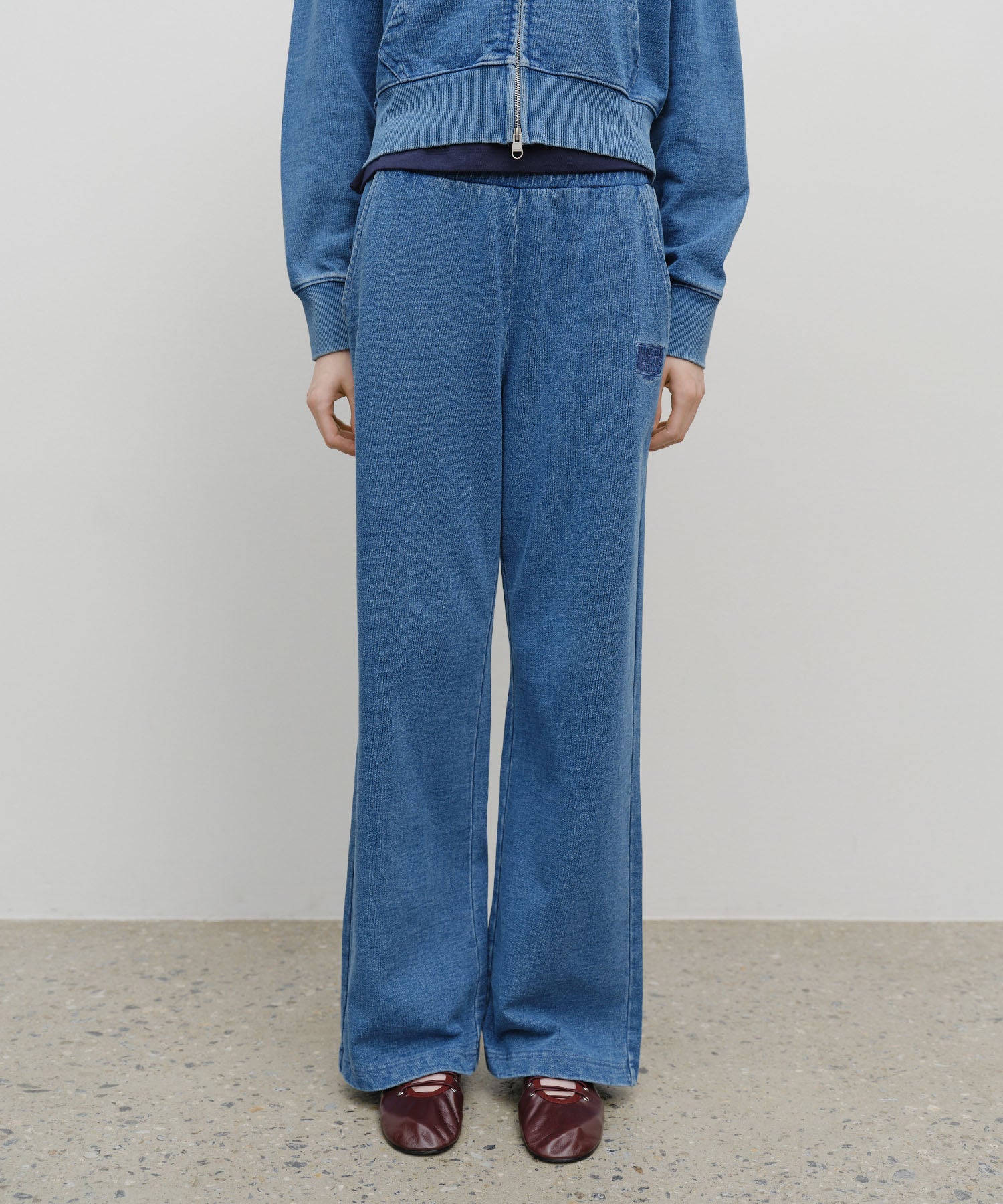 Marithe & Francois Girbaud - Embroidery Classic Logo Sweat Pants (Blue) product image 1 | TRAB K-Fashion Australia