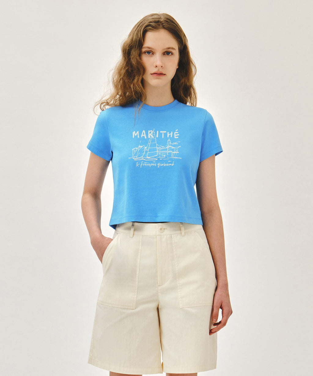 Marithe & Francois Girbaud - French Graphic Crop Tee (Blue) product image 1 | TRAB K-Fashion Australia