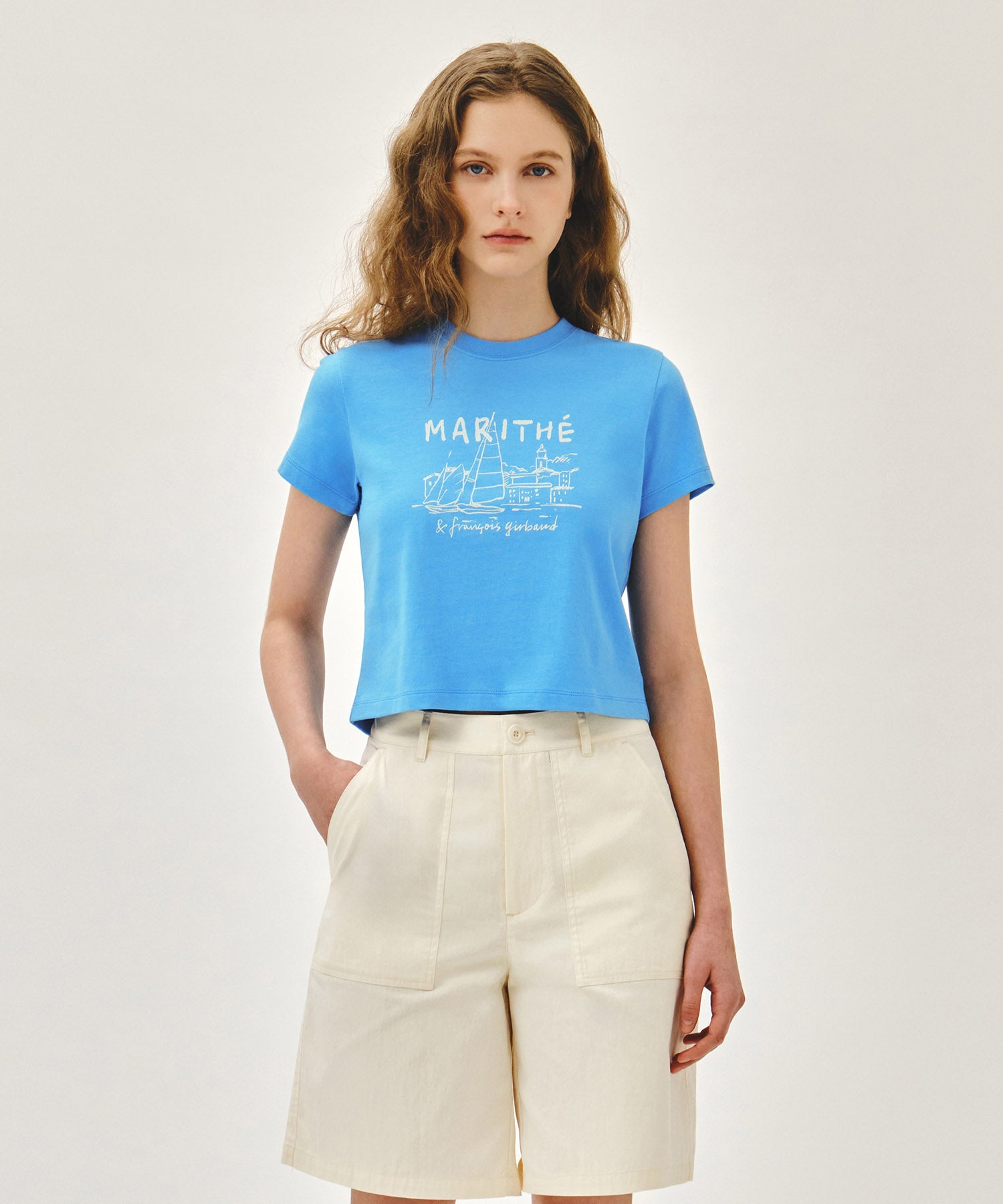 Marithe & Francois Girbaud - French Graphic Crop Tee (Blue) product image 1 | TRAB K-Fashion Australia