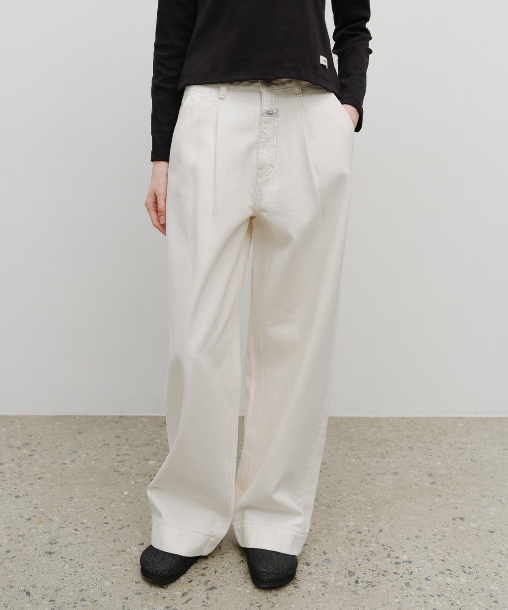 Marithe & Francois Girbaud - Low-waist Tuck Wide Denim Pants (Ecru) product image 2 | TRAB K-Fashion Australia