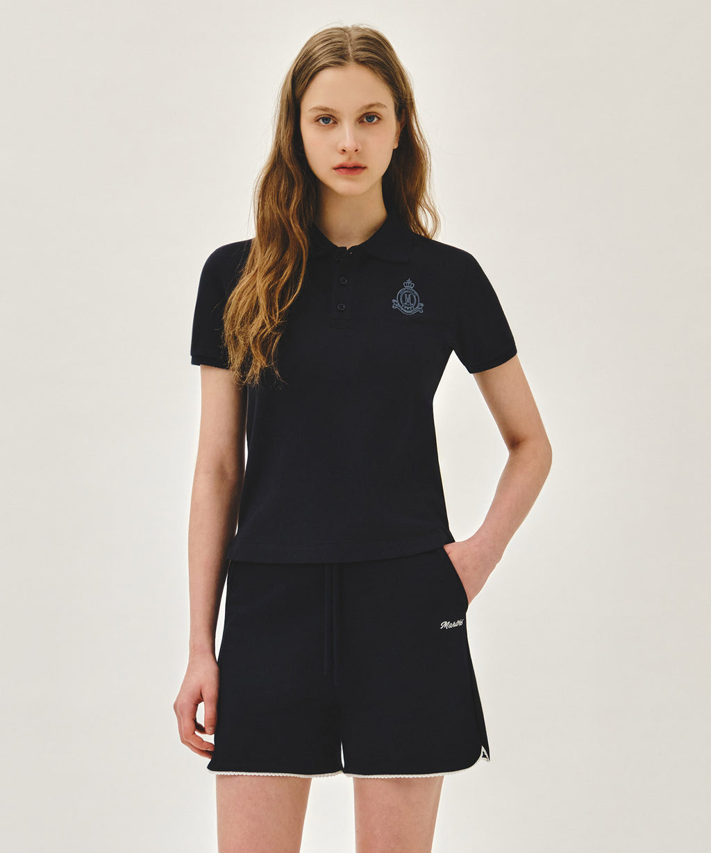 Marithe & Francois Girbaud - Emblem Pk Collar Tee (Navy) product image 1 | TRAB K-Fashion Australia
