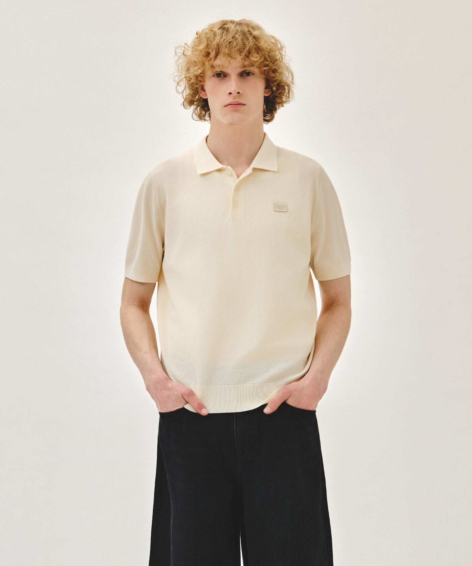 Marithe & Francois Girbaud - Cool Touch Collar Half Knit (Light Beige) product image 1 | TRAB K-Fashion Australia