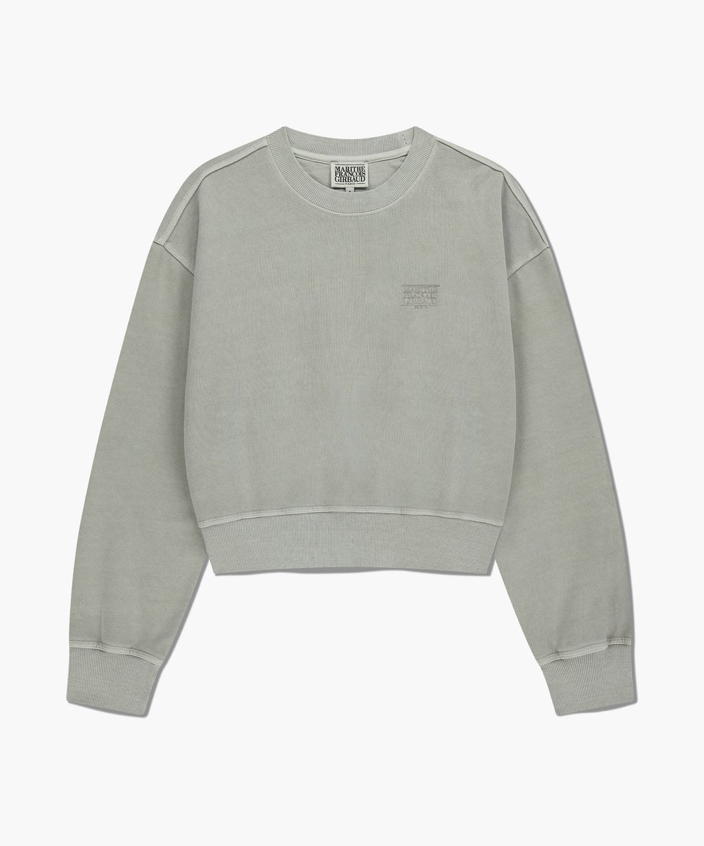Marithe & Francois Girbaud - Classic Logo Garment Dyed Crop Sweatshirt (Ecru) product image 1 | TRAB K-Fashion Australia