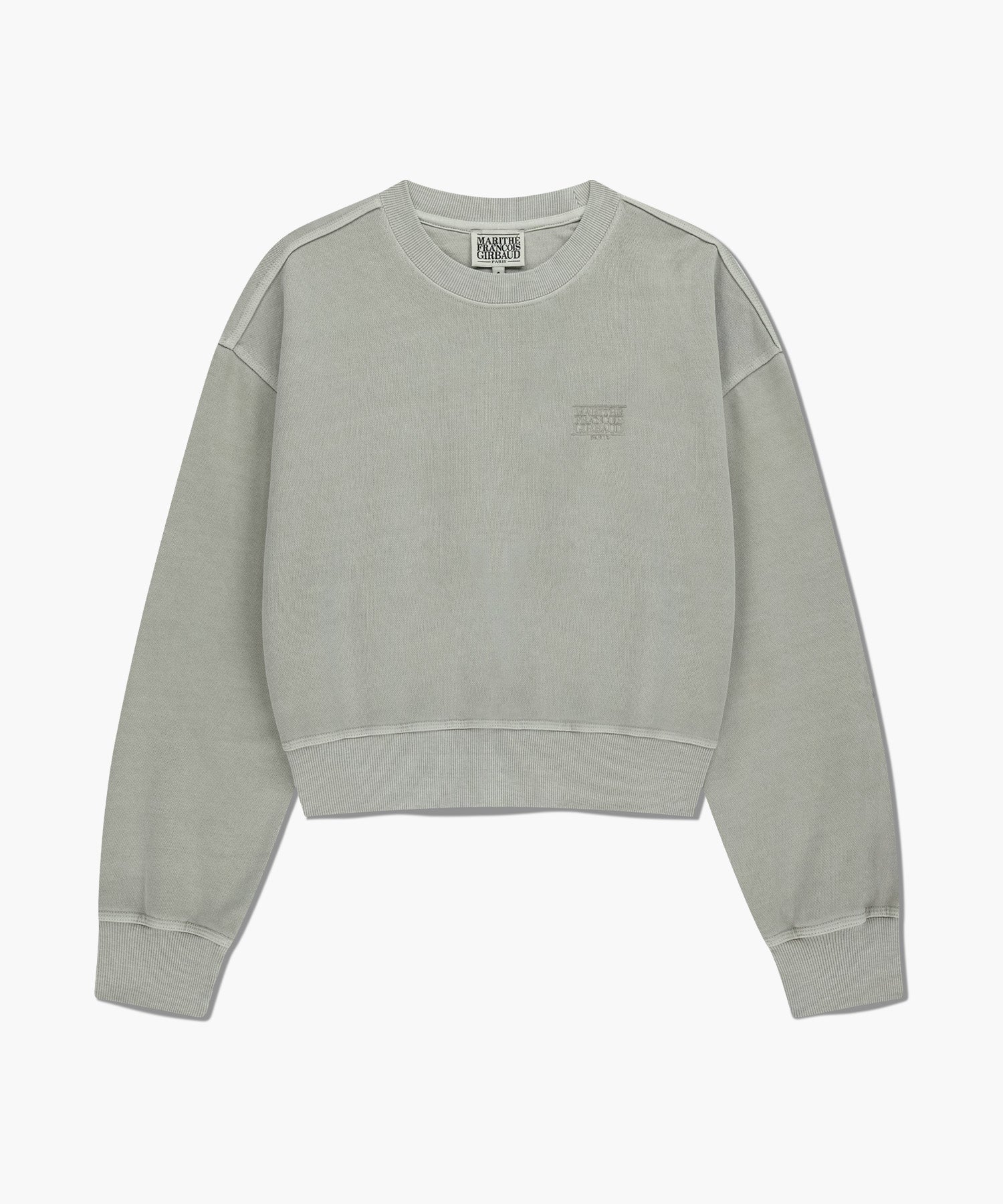 Marithe & Francois Girbaud - Classic Logo Garment Dyed Crop Sweatshirt (Ecru) product image 1 | TRAB K-Fashion Australia