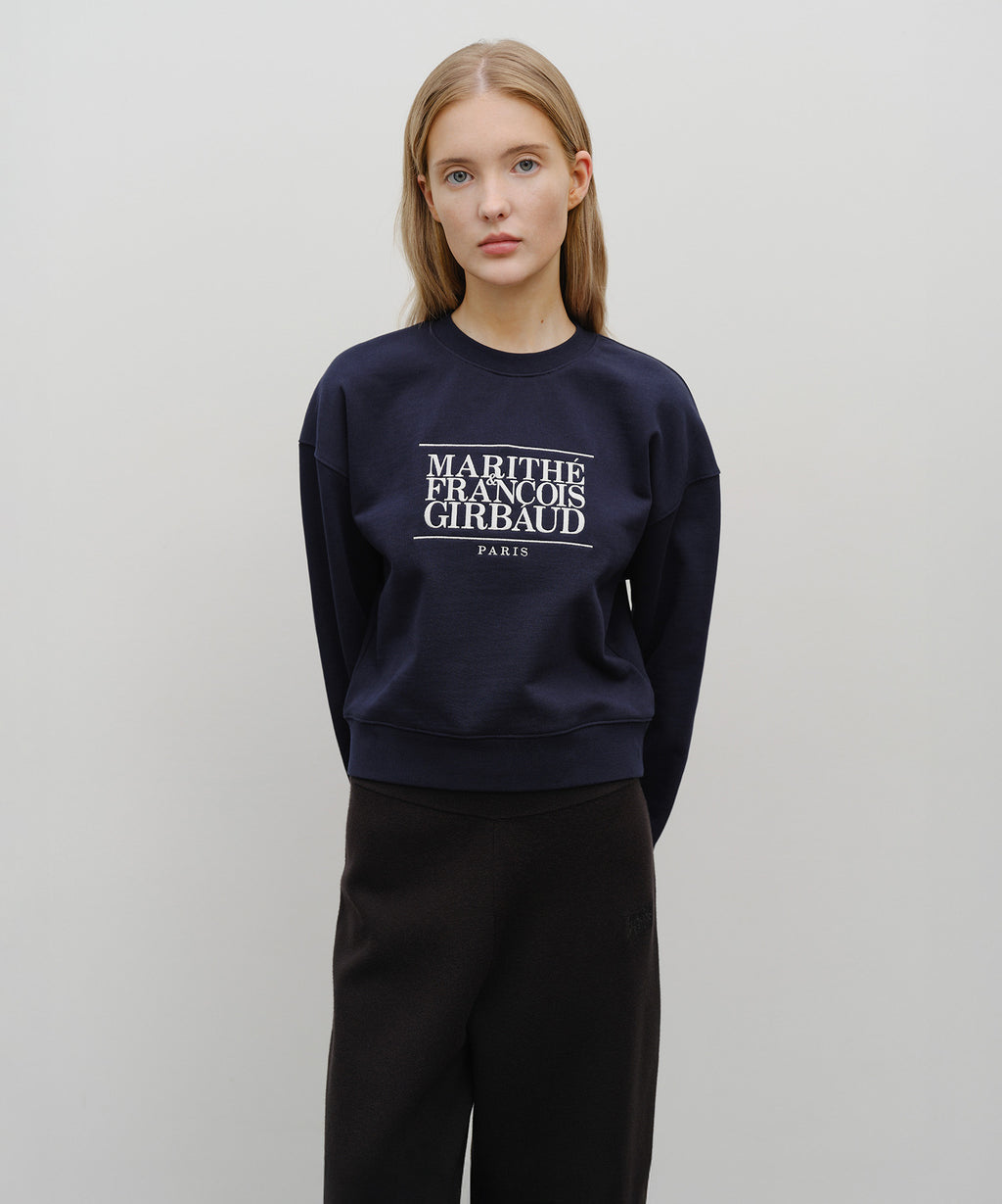 Marithe & Francois Girbaud - Classic Logo Crop Sweatshirt (Navy) product image 1 | TRAB K-Fashion Australia