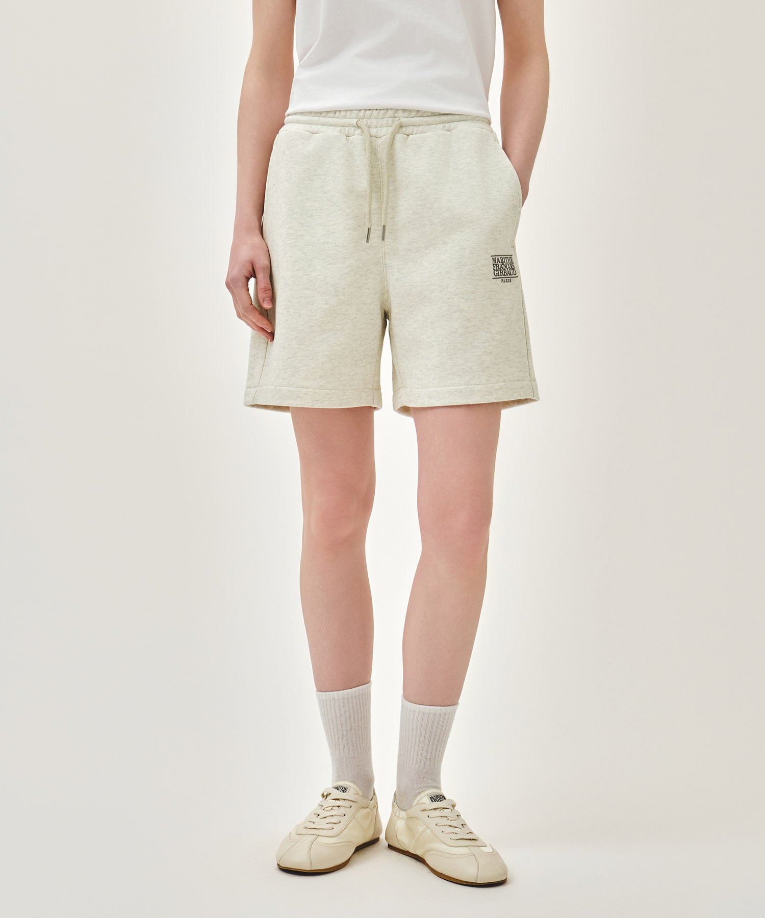 Marithe & Francois Girbaud - Classic Logo Sweat Shorts (Oatmeal) product image 3 | TRAB K-Fashion Australia