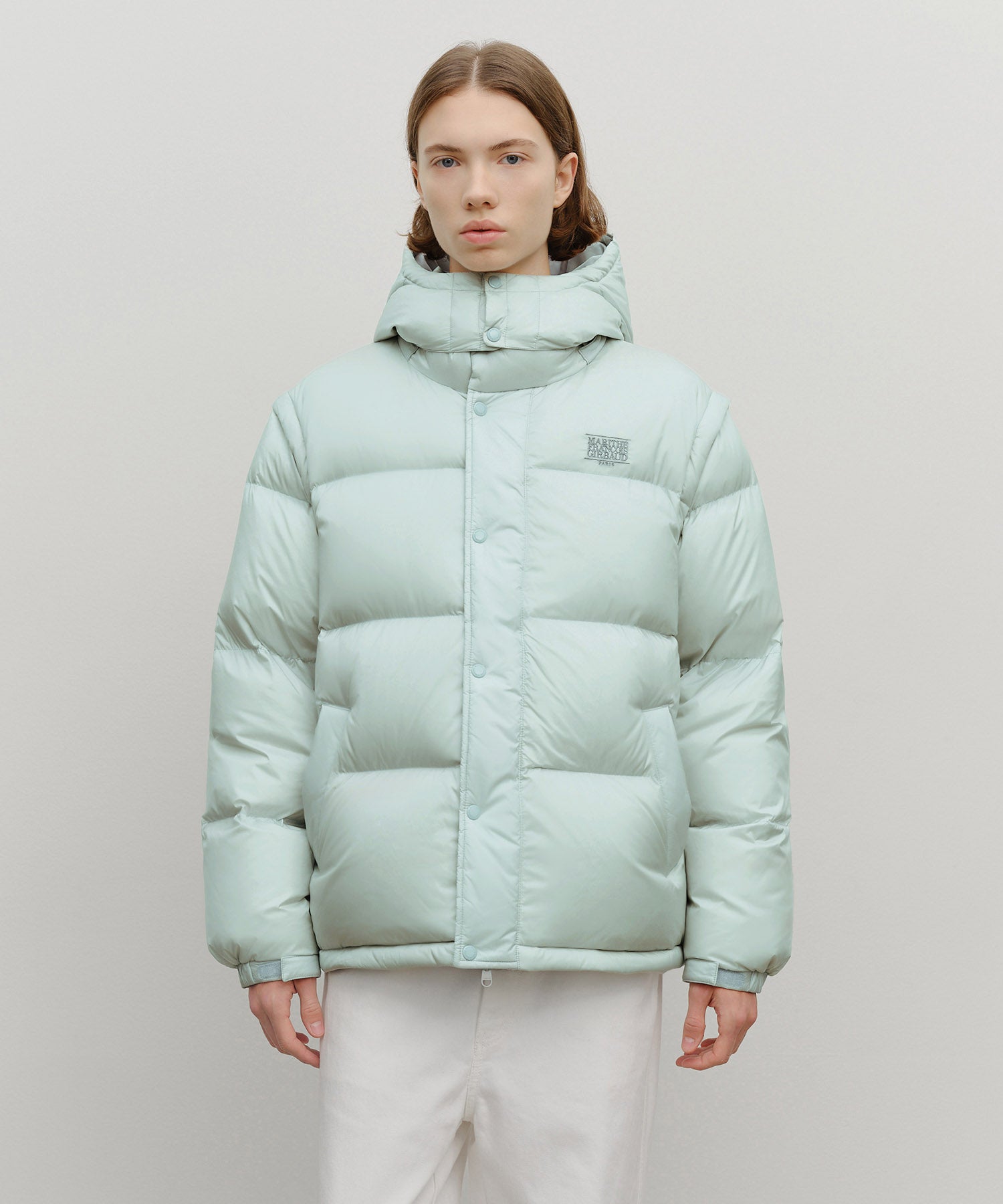 Marithe & Francois Girbaud - Detatchable Down Jacket (Mint Gray) product image 1 | TRAB K-Fashion Australia