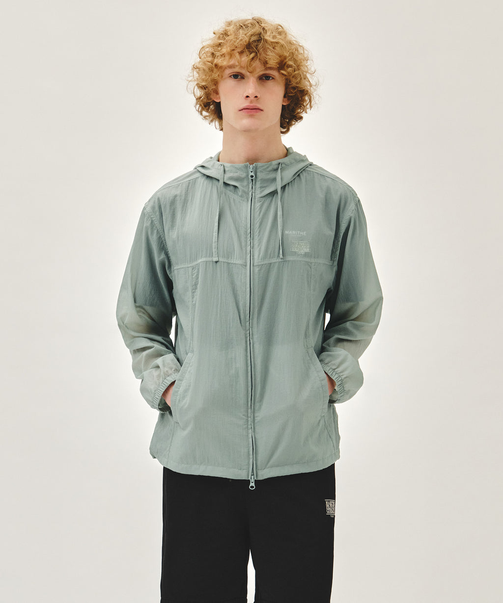 Marithe & Francois Girbaud - Hooded Packable Nylon Jacket (Mint Gray) product image 1 | TRAB K-Fashion Australia