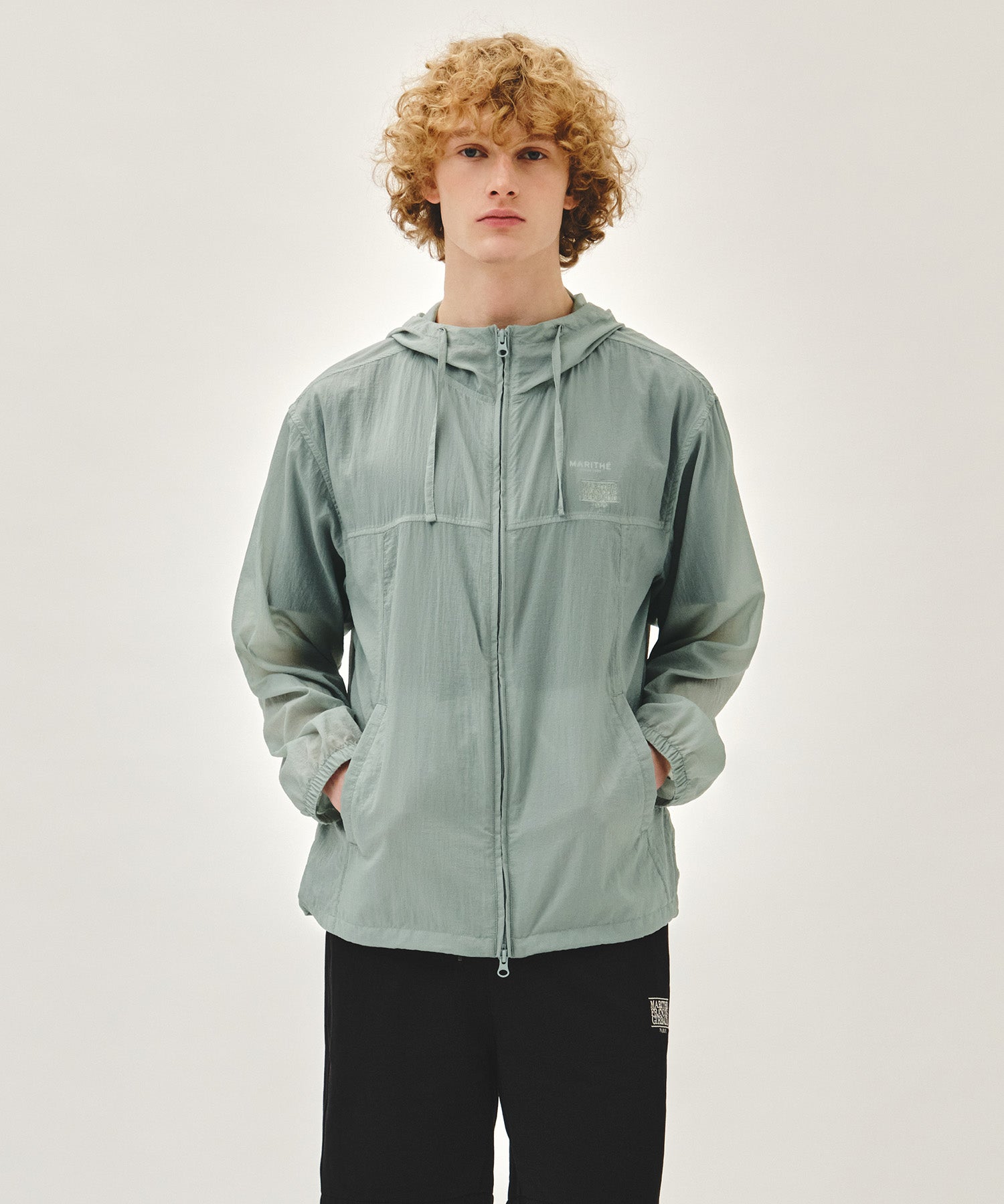 Marithe & Francois Girbaud - Hooded Packable Nylon Jacket (Mint Gray) product image 1 | TRAB K-Fashion Australia