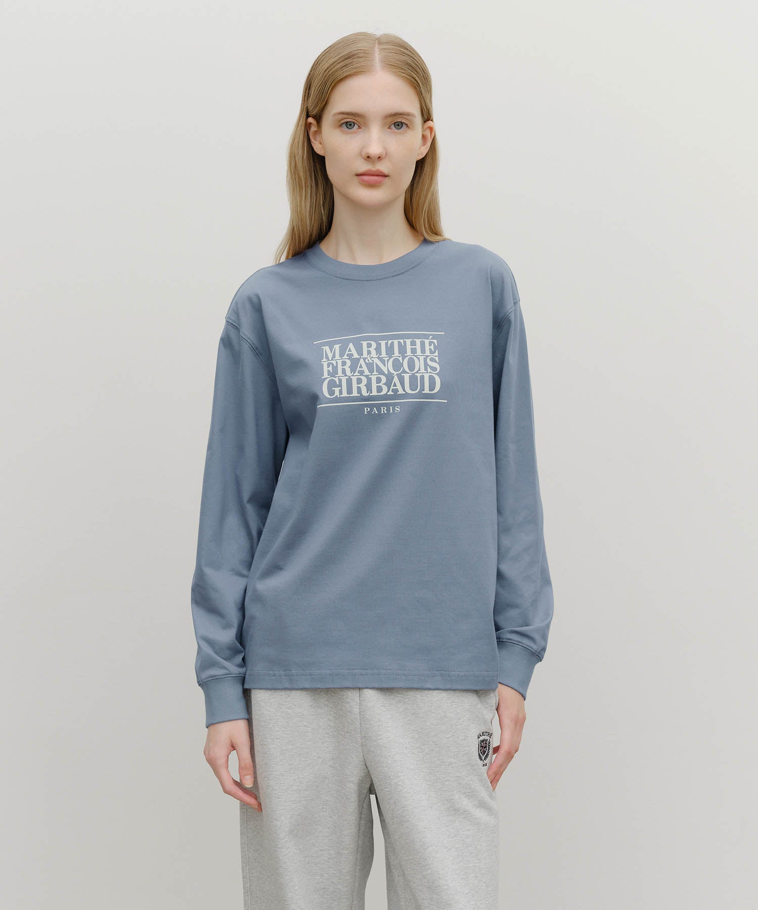 Marithe & Francois Girbaud - Classic Logo Long Sleeve (Ash Blue) product image 1 | TRAB K-Fashion Australia