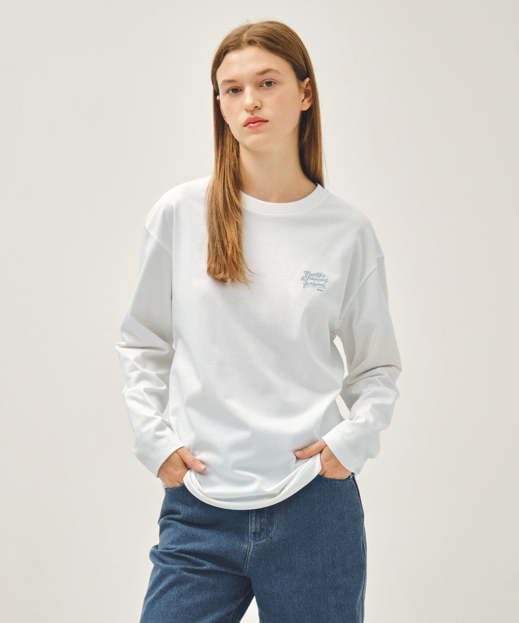 Marithe & Francois Girbaud - Back Drawing Logo Long Sleeve Tee (White) product image 1 | TRAB K-Fashion Australia