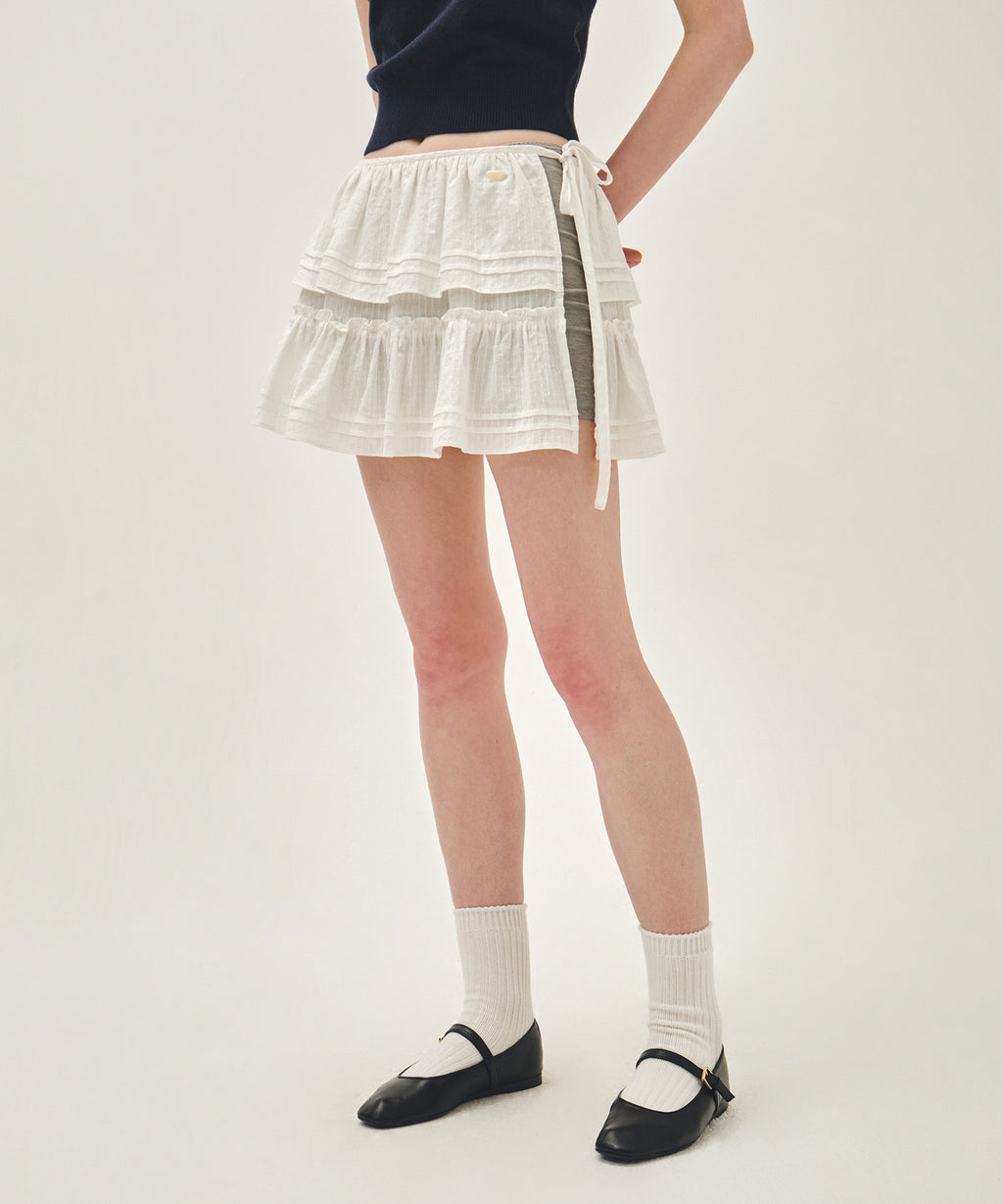 Marithe & Francois Girbaud - Layered Ruffle Skirt (White) product image 1 | TRAB K-Fashion Australia