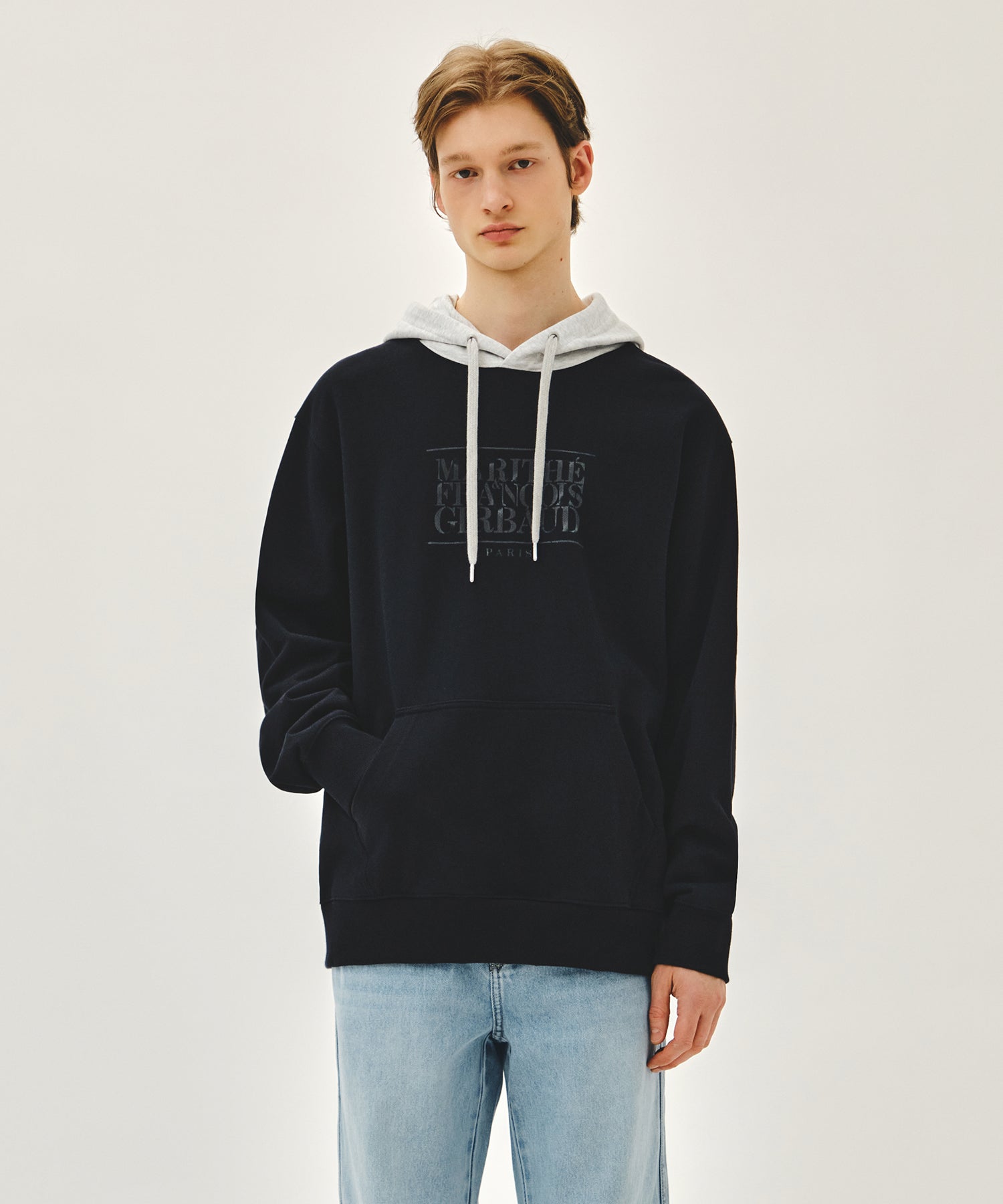 Marithe & Francois Girbaud - Shadow Classic Logo Color Block Hoodie (Navy) product image 1 | TRAB K-Fashion Australia