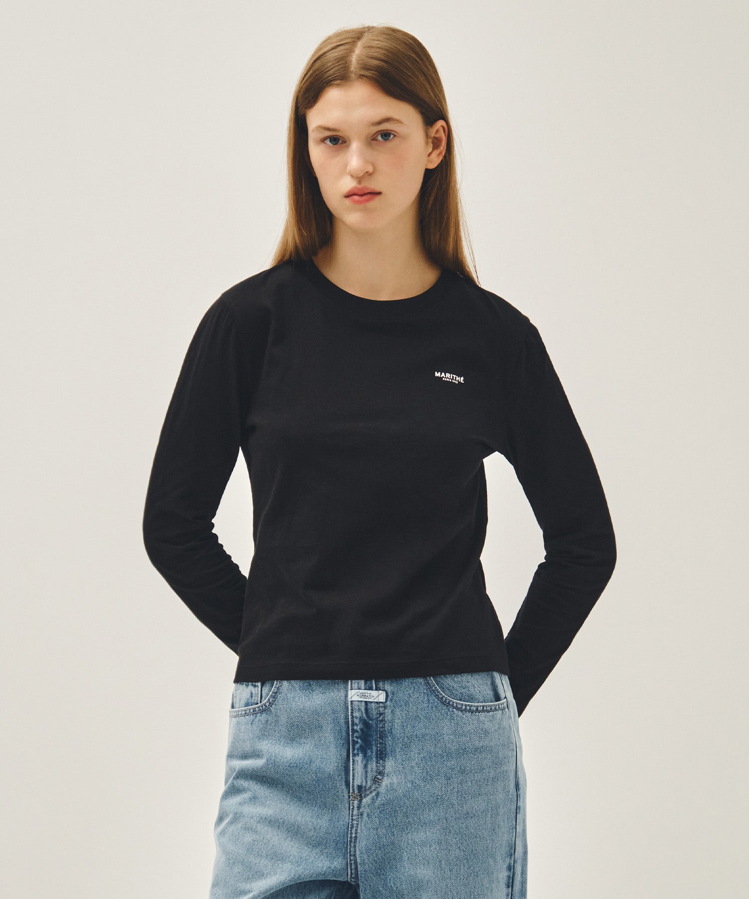 Marithe & Francois Girbaud - Regular Logo Long Sleeve Tee (Black) product image 1 | TRAB K-Fashion Australia