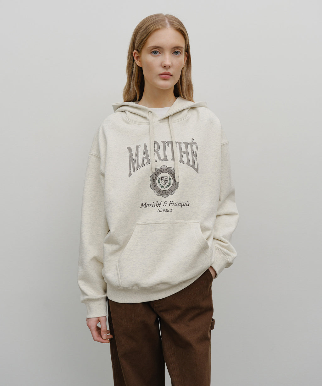 Marithe & Francois Girbaud - Crest Crack Logo Oversized Hoodie (Oatmeal) product image 1 | TRAB K-Fashion Australia