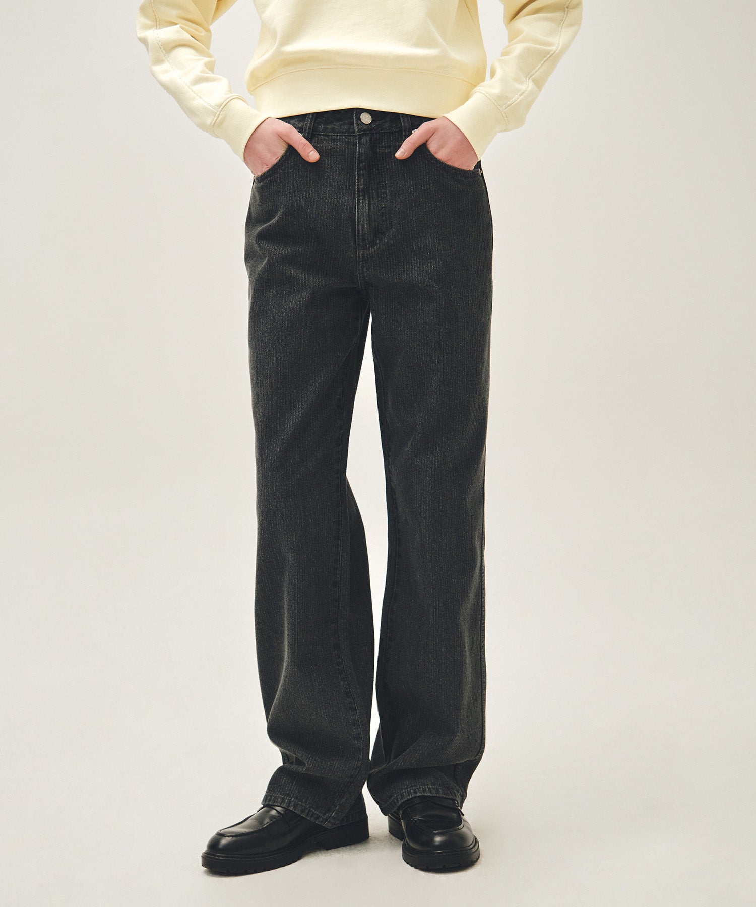 Marithe & Francois Girbaud - High Straight Stripe Denim Pants (Black) product image 1 | TRAB K-Fashion Australia