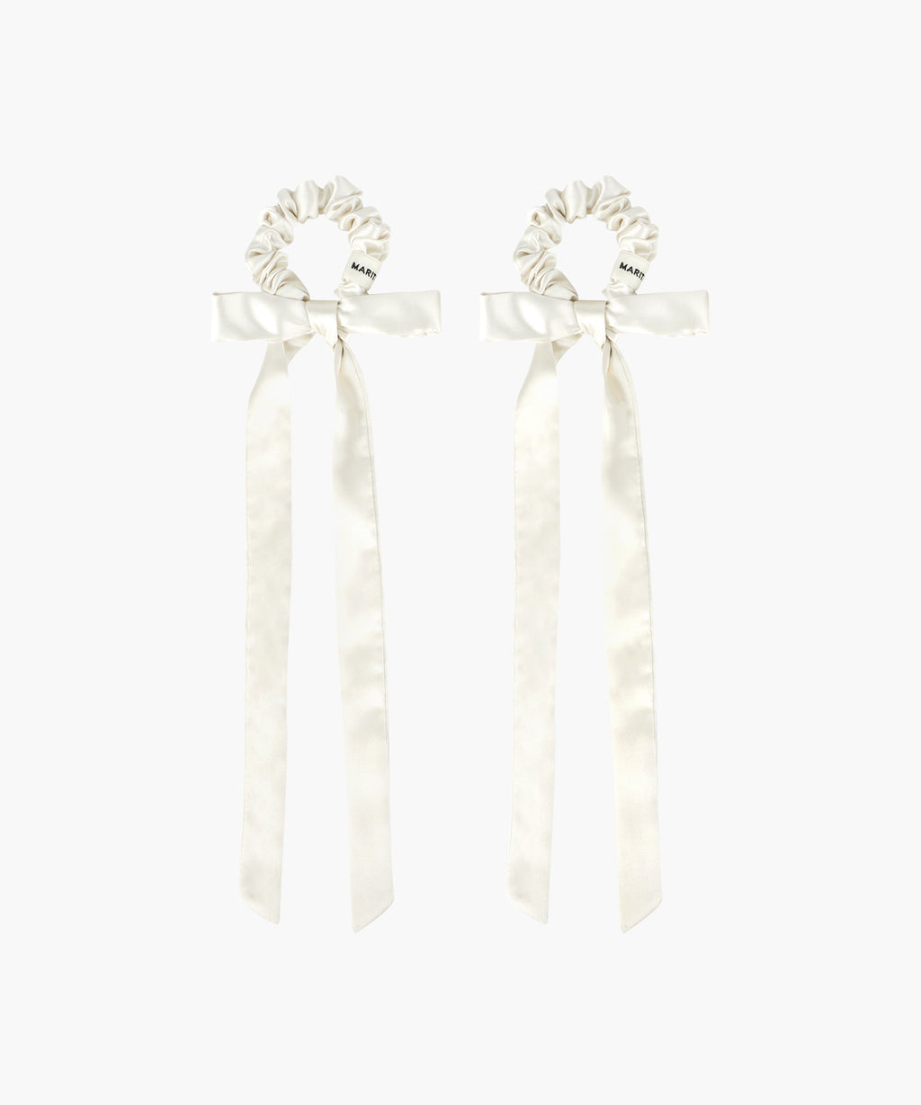 Marithe & Francois Girbaud - Regular Logo Satin Hair Ribbon Scrunchie 2pack (Ivory) product image 1 | TRAB K-Fashion Australia