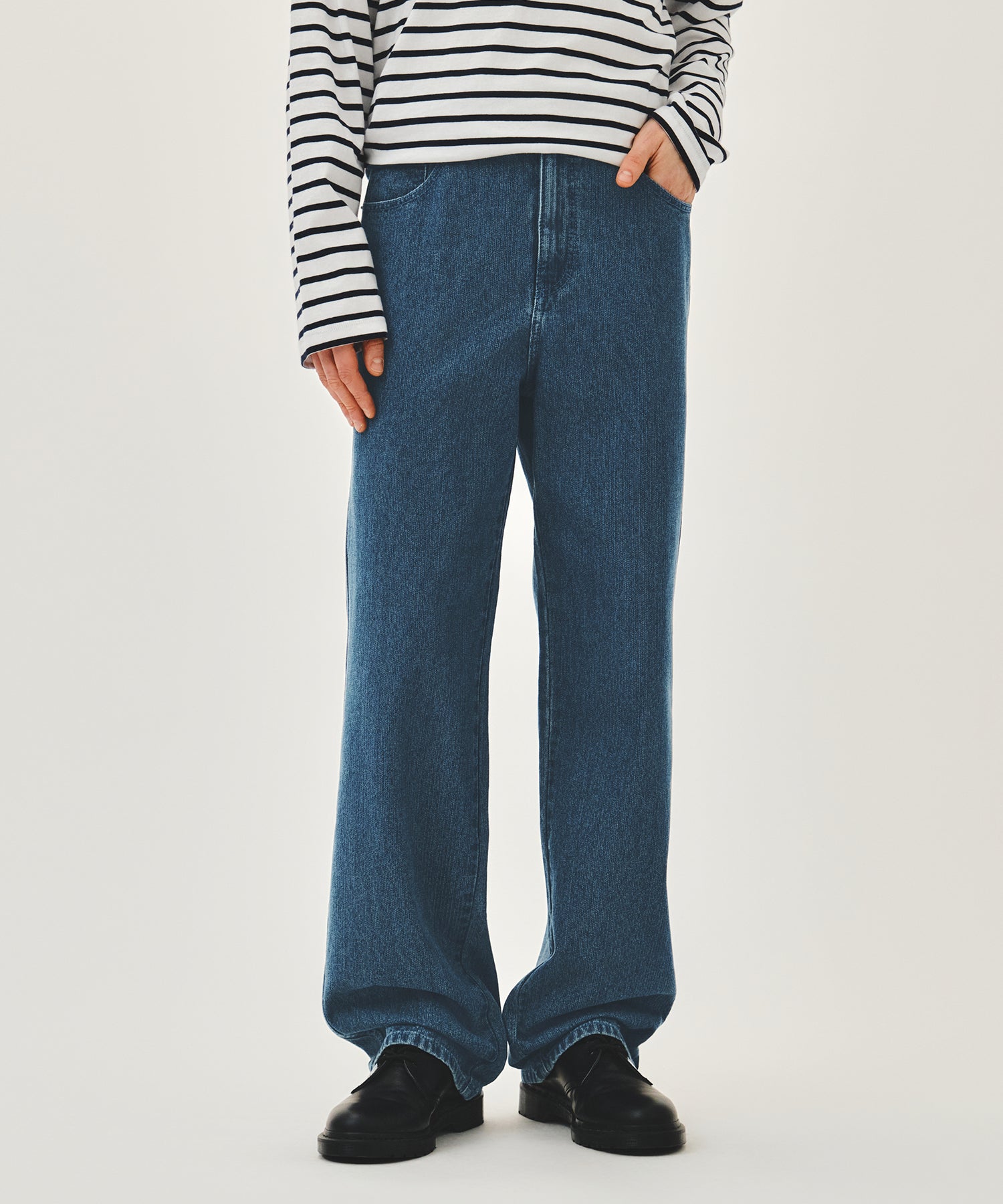 Marithe & Francois Girbaud - High Straight Stripe Denim Pants (Blue) product image 1 | TRAB K-Fashion Australia