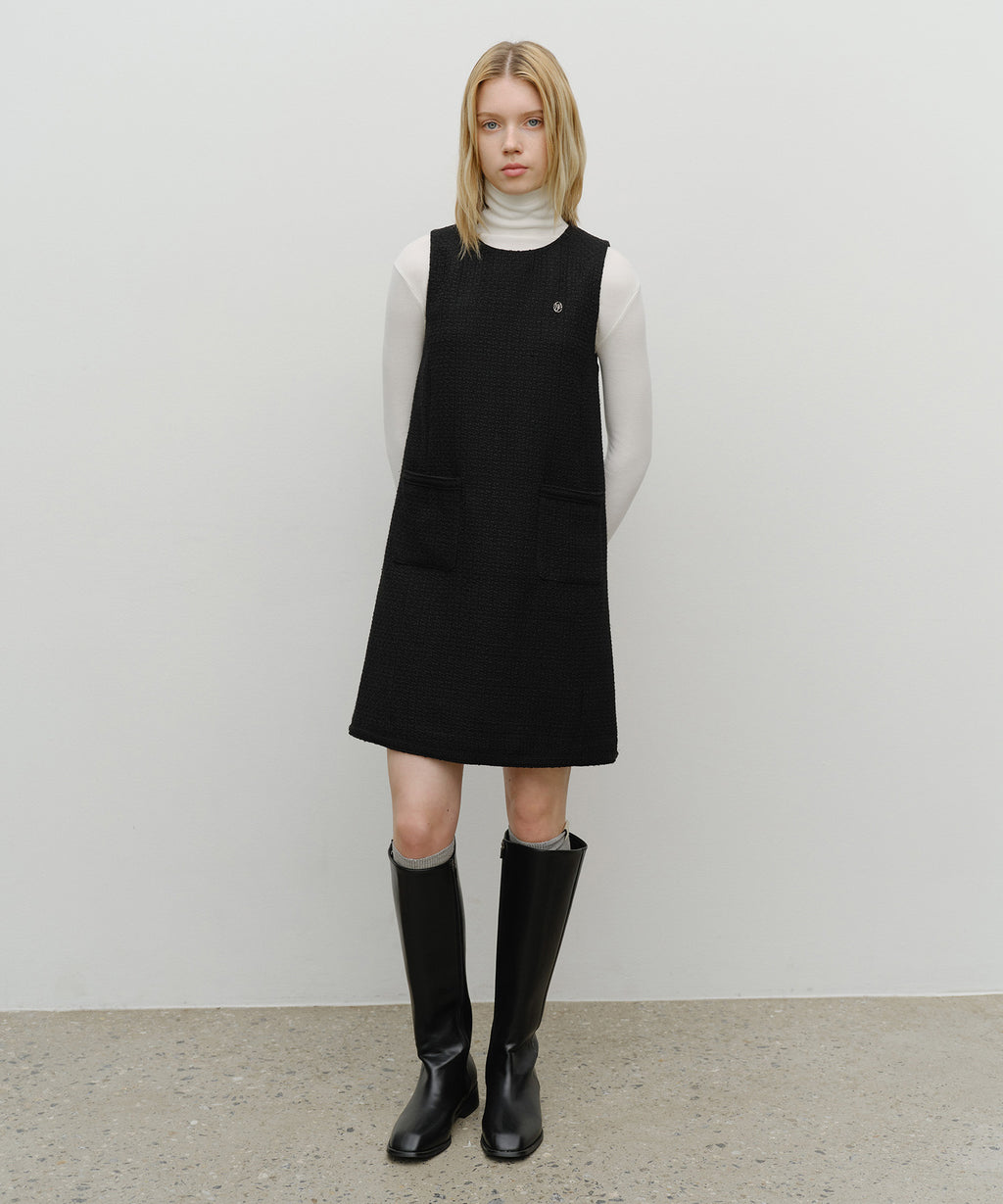 Marithe & Francois Girbaud - Tweed Sleeveless Dress (Black) product image 1 | TRAB K-Fashion Australia