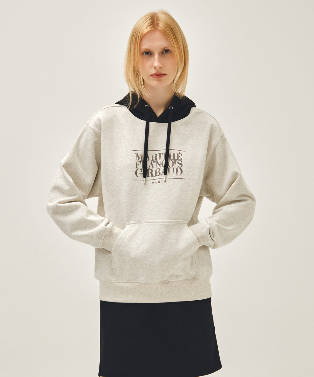 Marithe & Francois Girbaud - Shadow Classic Logo Color Block Hoodie (Oatmeal) product image 1 | TRAB K-Fashion Australia
