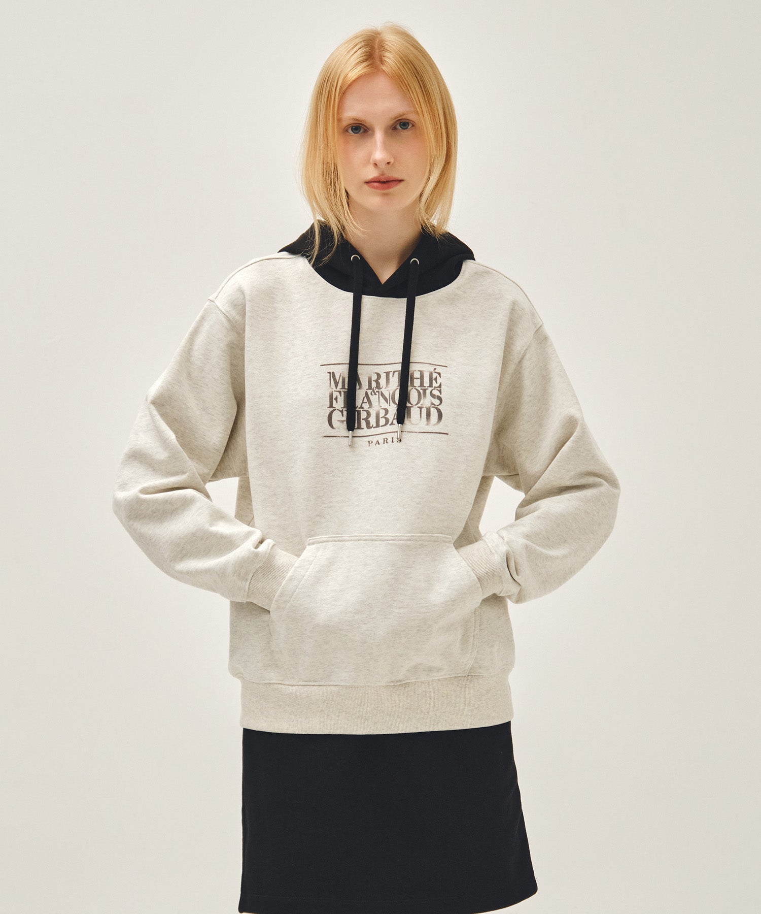 Marithe & Francois Girbaud - Shadow Classic Logo Color Block Hoodie (Oatmeal) product image 1 | TRAB K-Fashion Australia