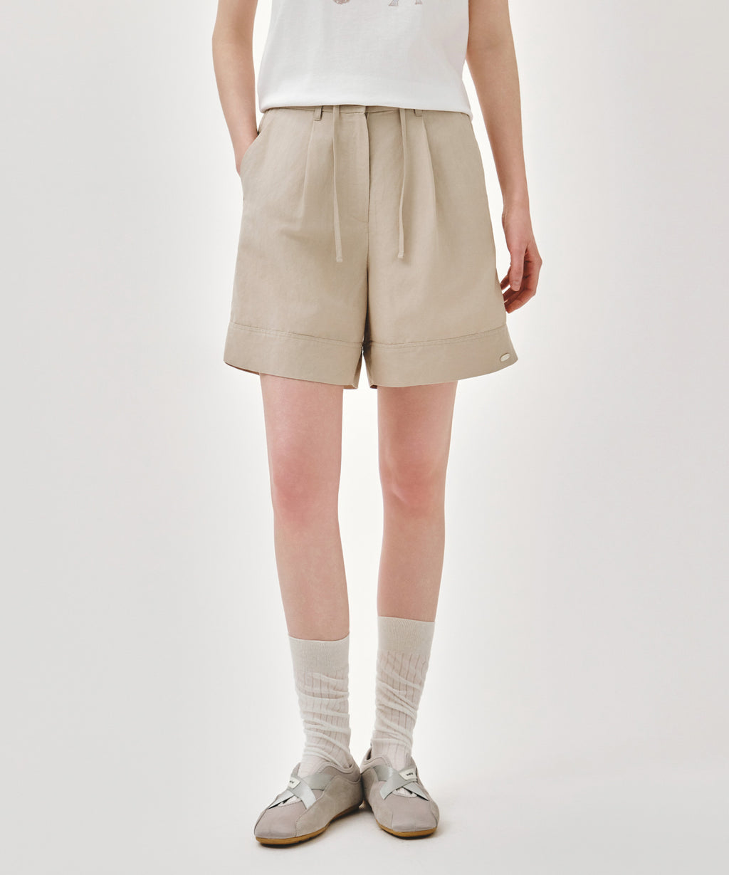 Marithe & Francois Girbaud - Easy Linen Shorts (Light Beige) product image 1 | TRAB K-Fashion Australia