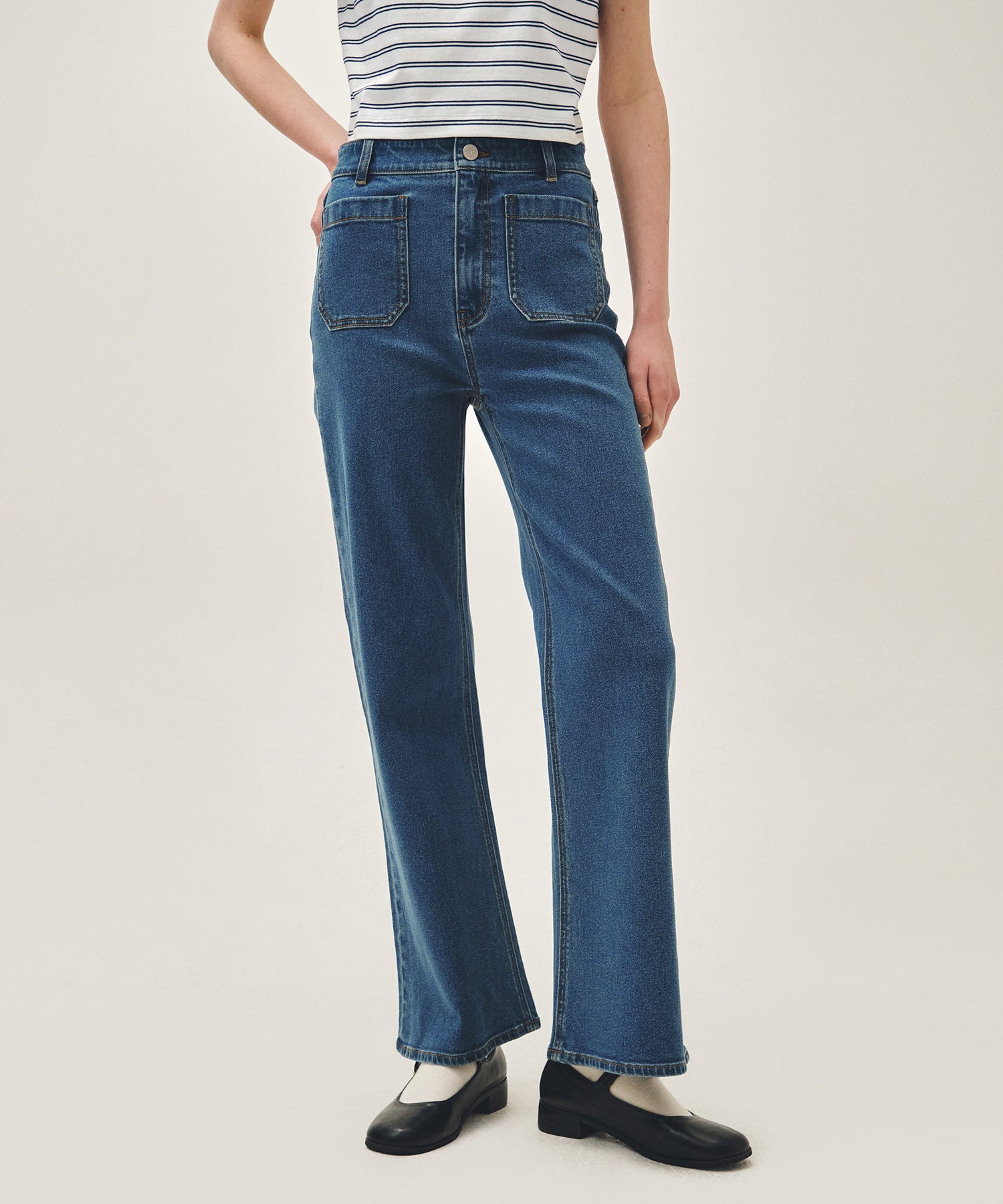 Marithe & Francois Girbaud - Boot-cut Denim Pants (Blue) product image 1 | TRAB K-Fashion Australia