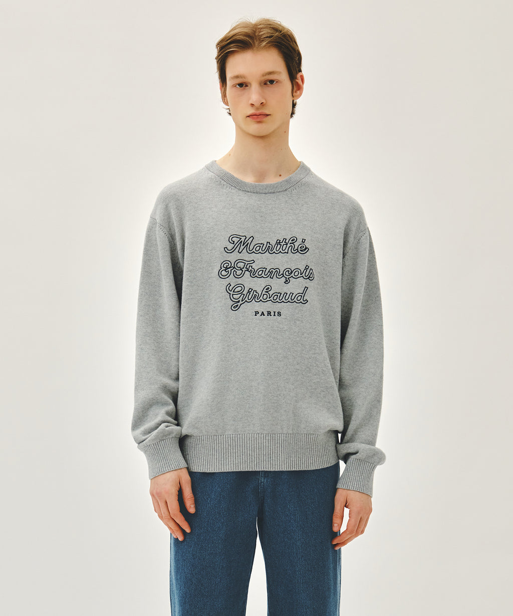 Marithe & Francois Girbaud - Drawing Classic Logo Knit Pullover (Melange Gray) product image 1 | TRAB K-Fashion Australia