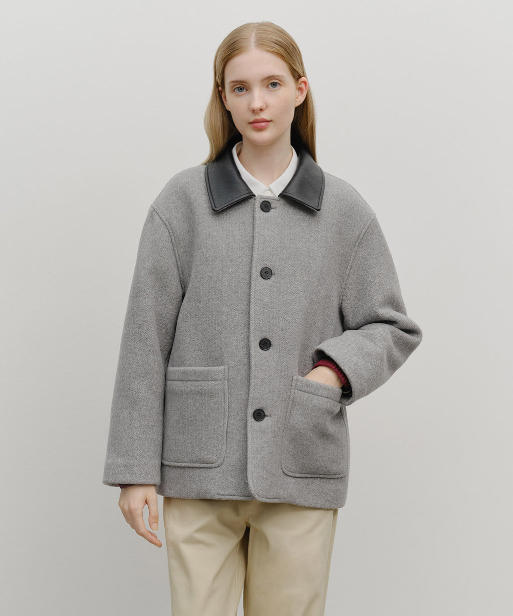 Marithe & Francois Girbaud - Collar Point Half Coat (Gray) product image 1 | TRAB K-Fashion Australia