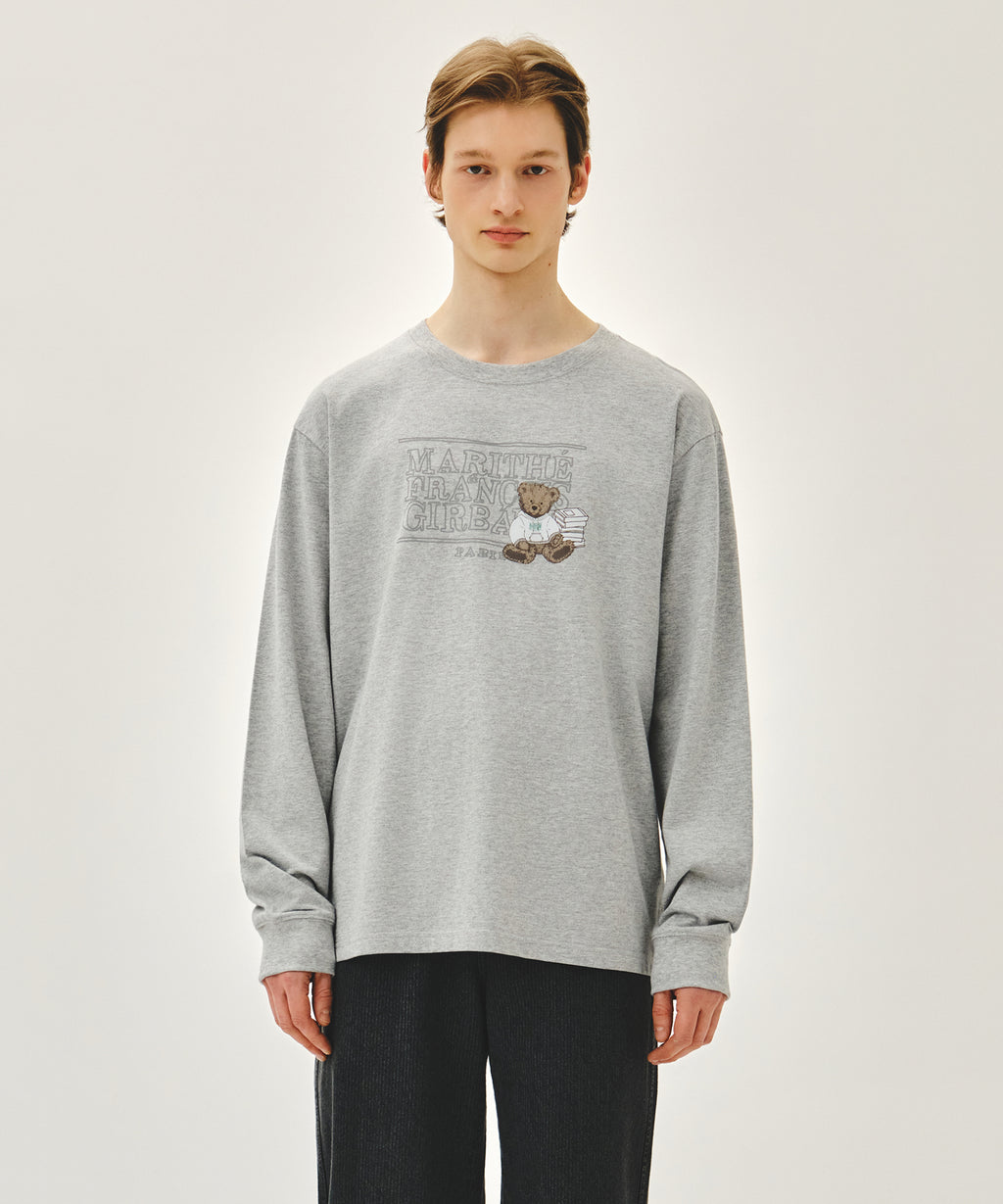 Marithe & Francois Girbaud - Doodle Classic Logo Long Sleeve Tee (Heather Gray) product image 1 | TRAB K-Fashion Australia