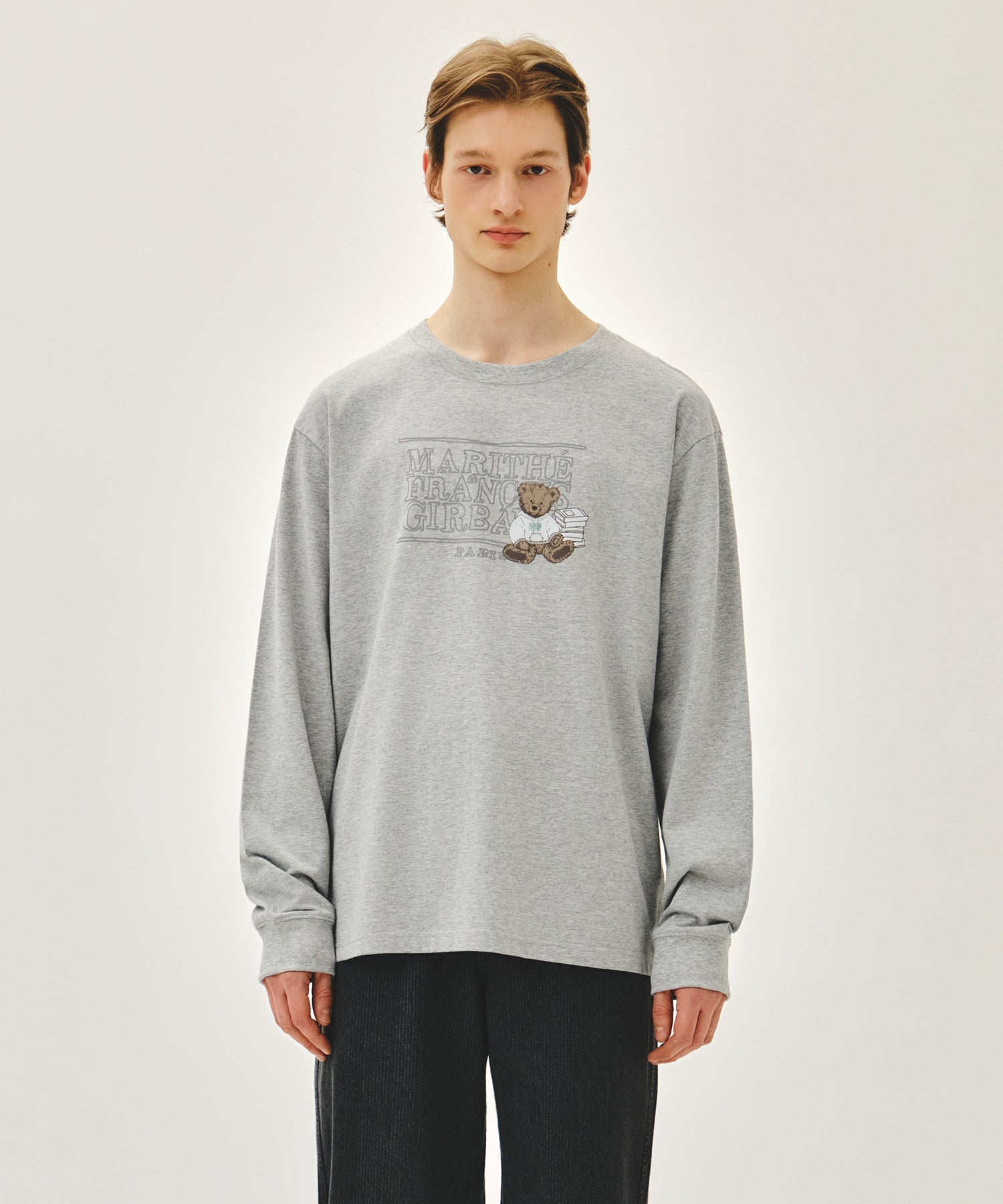Marithe & Francois Girbaud - Doodle Classic Logo Long Sleeve Tee (Heather Gray) product image 1 | TRAB K-Fashion Australia