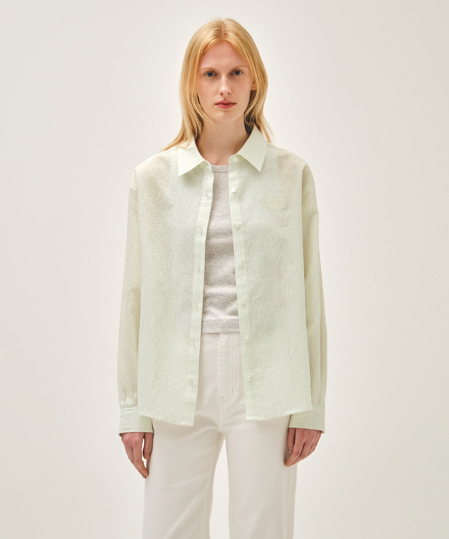 Marithe & Francois Girbaud - Pattern Sheer Shirt (Ivory) product image 5 | TRAB K-Fashion Australia