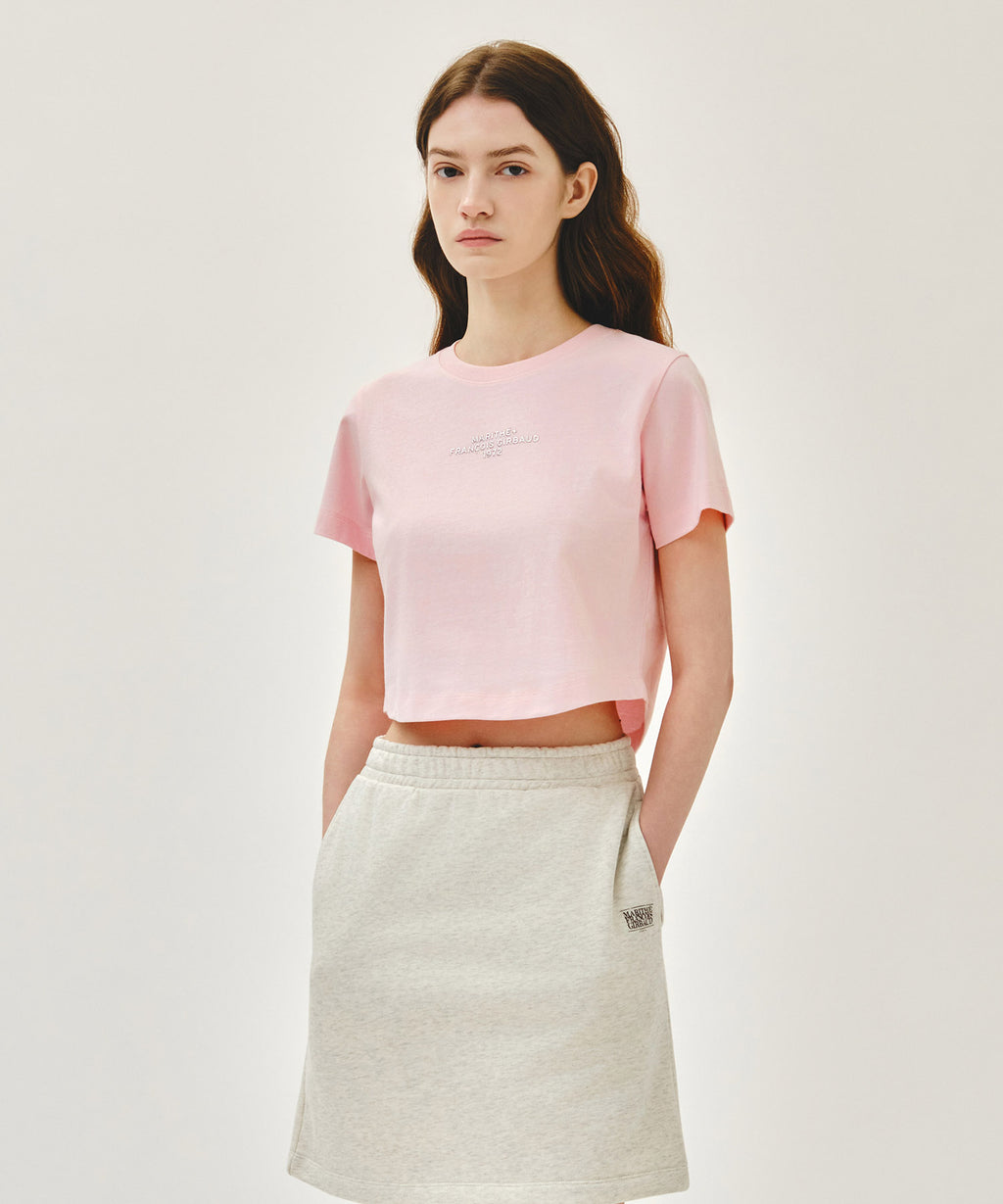 Marithe & Francois Girbaud - Silver Lettering Crop Tee (Pink) product image 1 | TRAB K-Fashion Australia