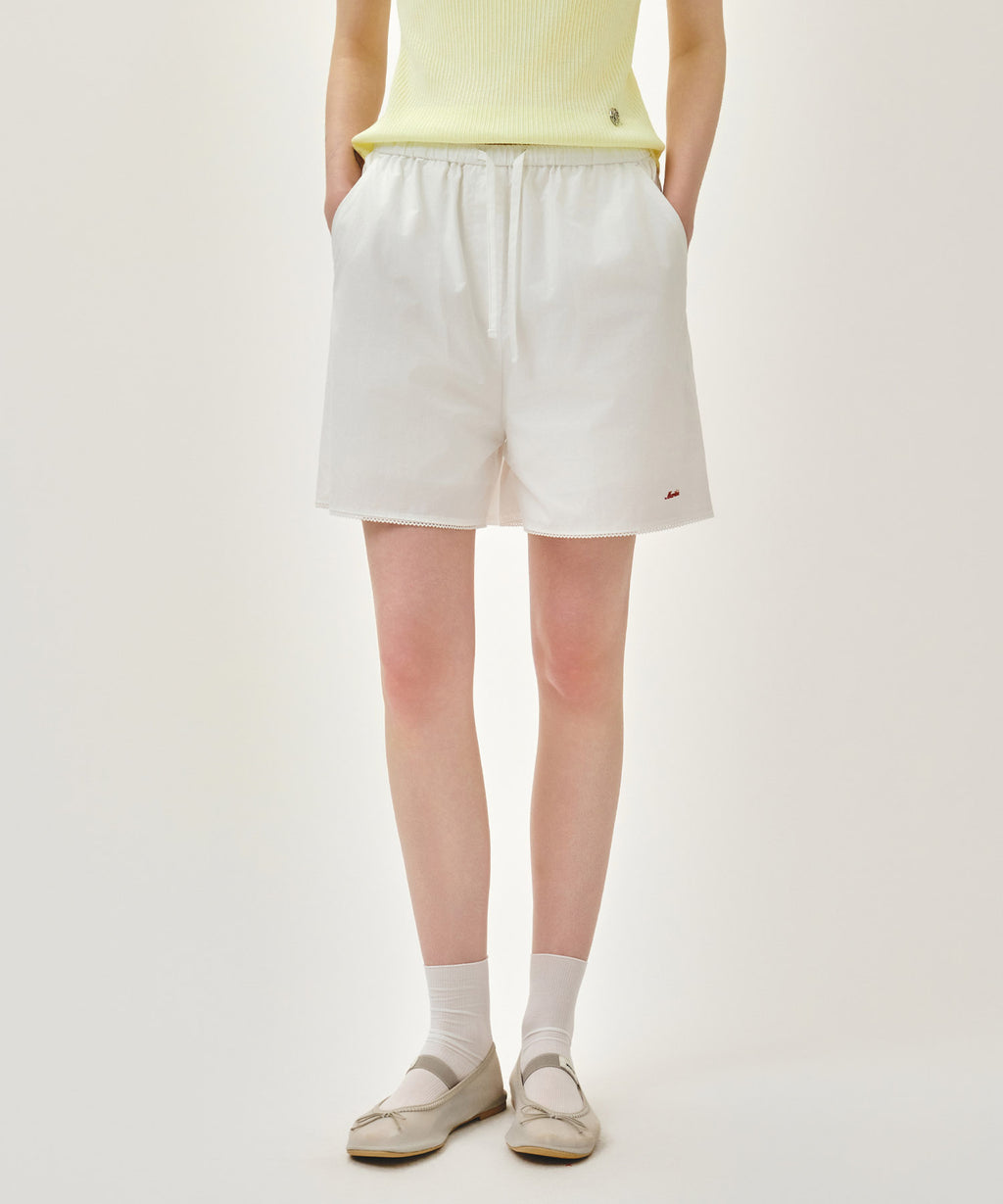 Marithe & Francois Girbaud - Lace Hem Shorts (White) product image 3 | TRAB K-Fashion Australia