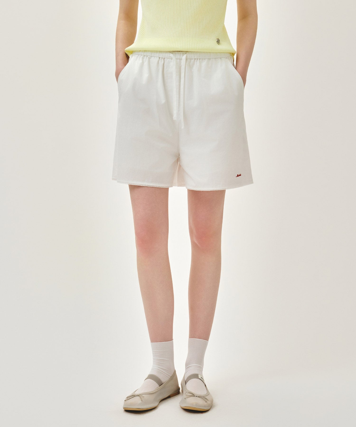 Marithe & Francois Girbaud - Lace Hem Shorts (White) product image 3 | TRAB K-Fashion Australia