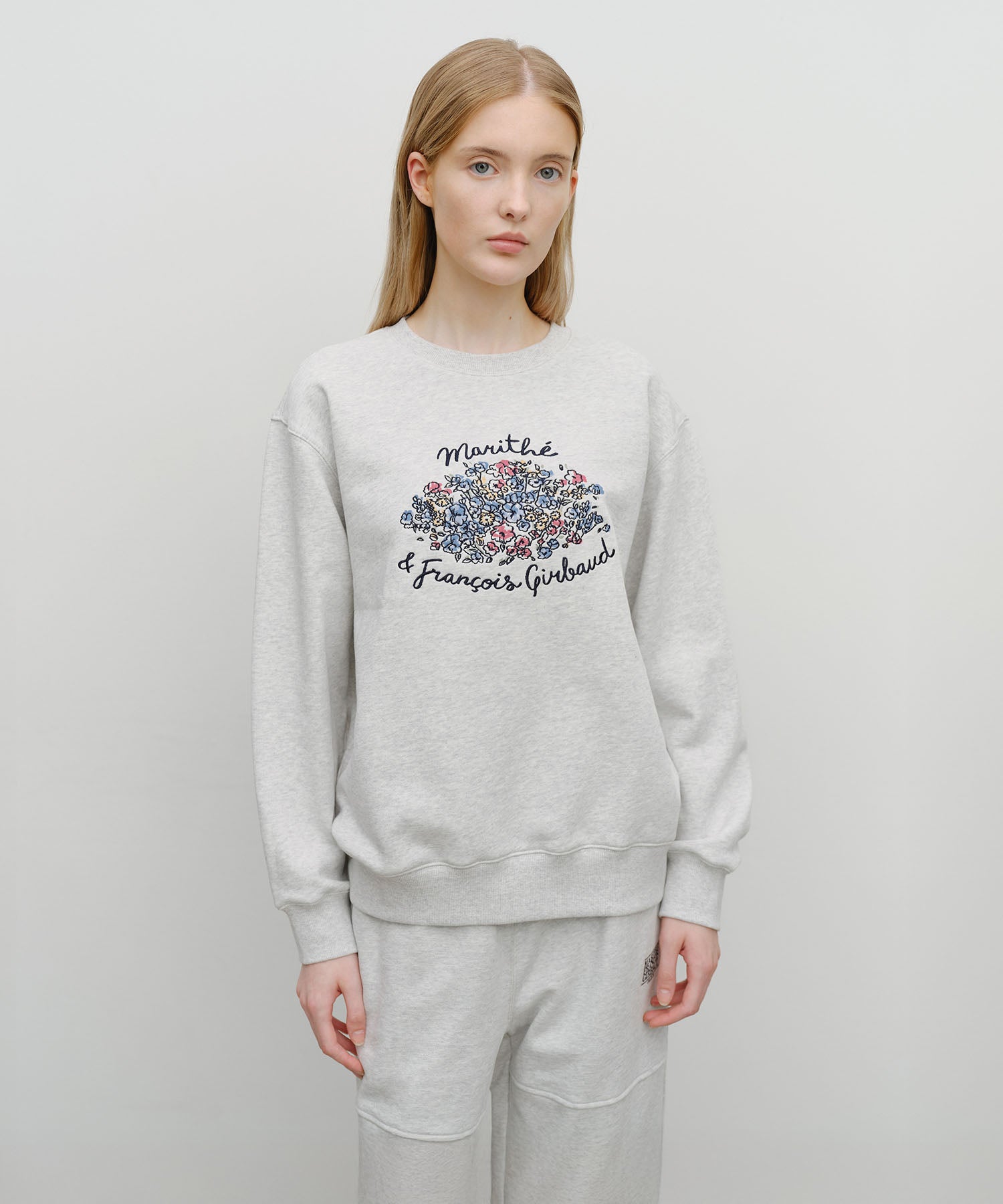 Marithe & Francois Girbaud - Bouquet Graphic Sweatshirt (Light Heather Gray) product image 1 | TRAB K-Fashion Australia