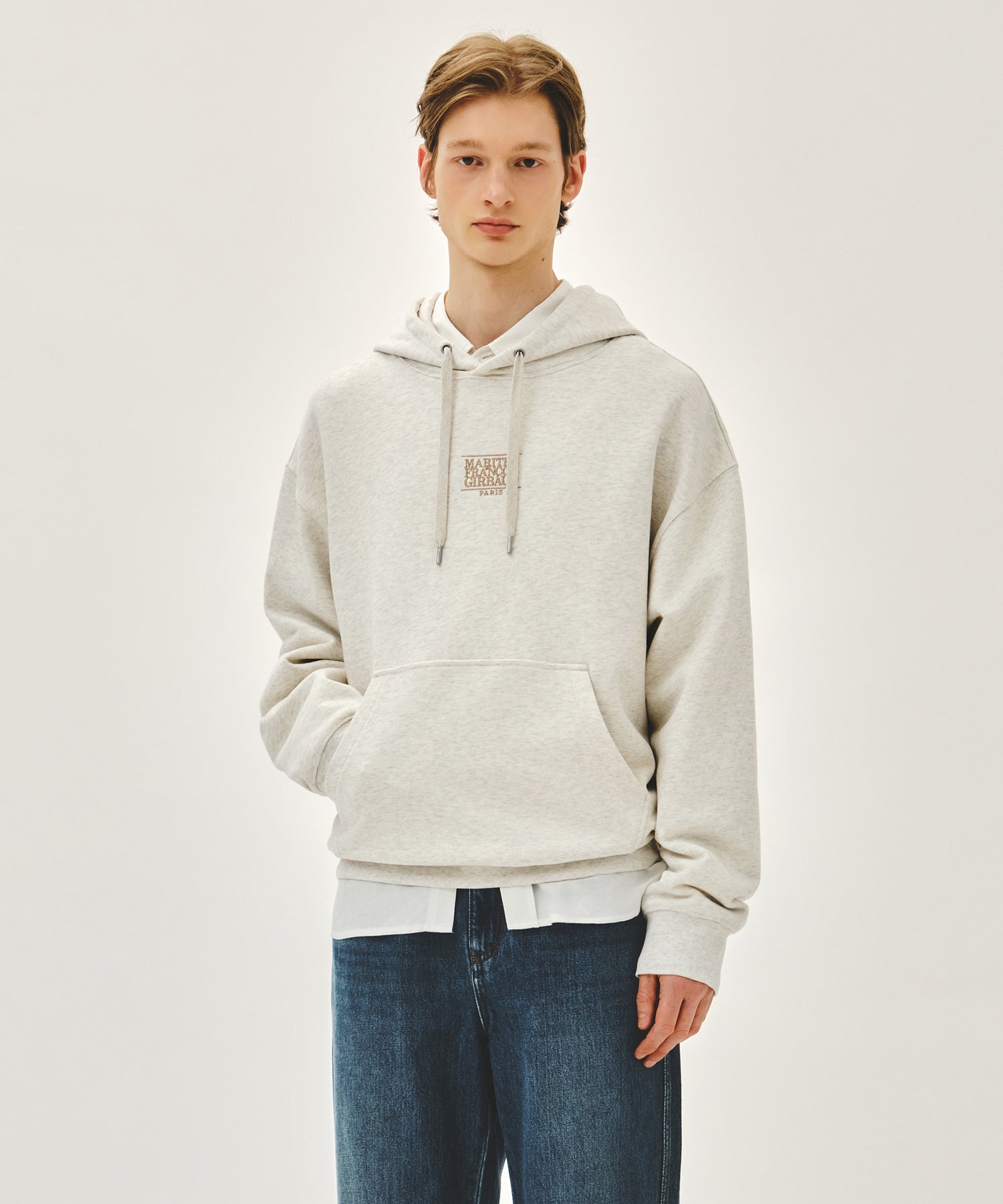Marithe & Francois Girbaud - Small Classic Logo Hoodie (Oatmeal) product image 1 | TRAB K-Fashion Australia