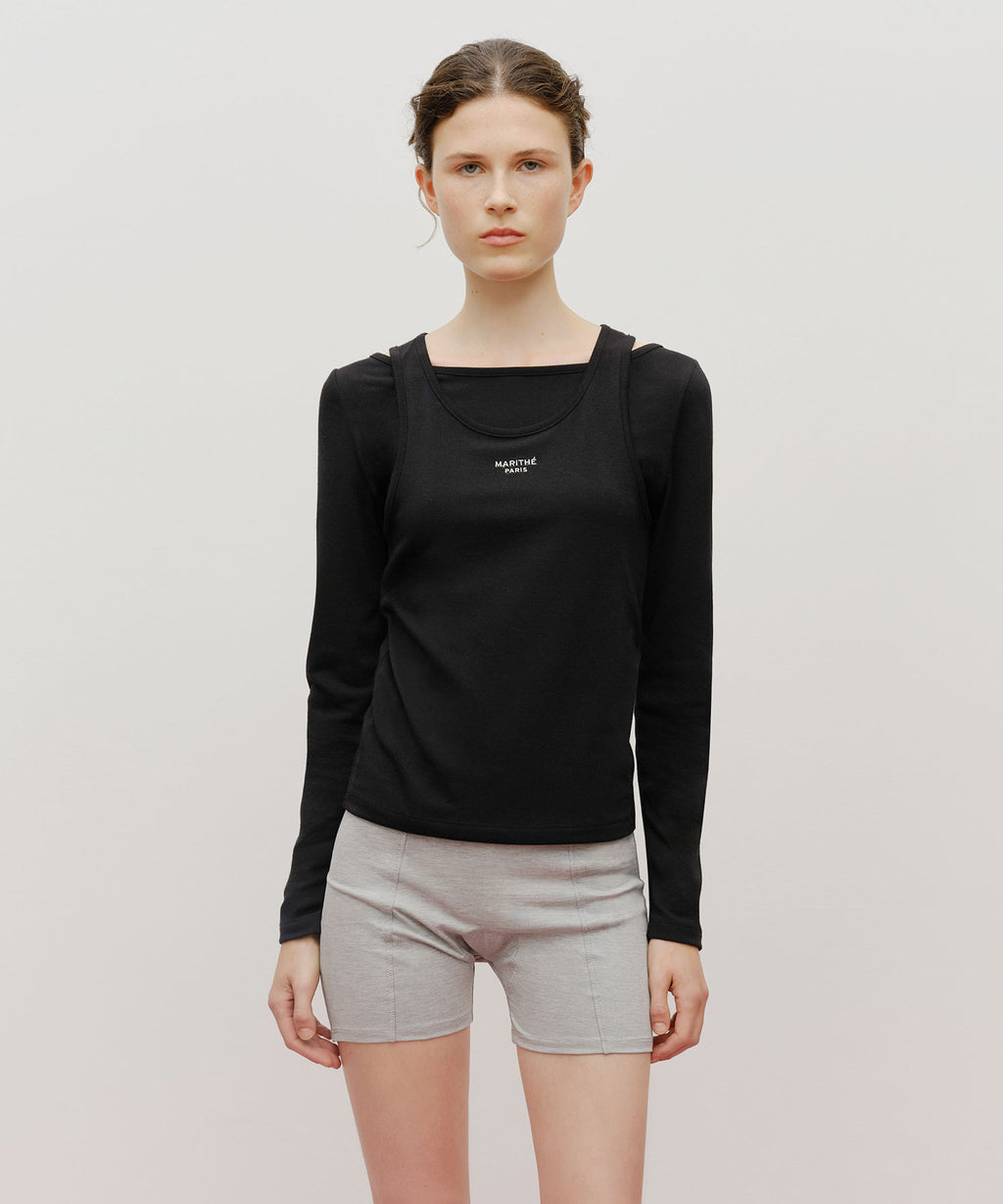 Marithe & Francois Girbaud - Layered Jersey Long Sleeve (Black) product image 1 | TRAB K-Fashion Australia