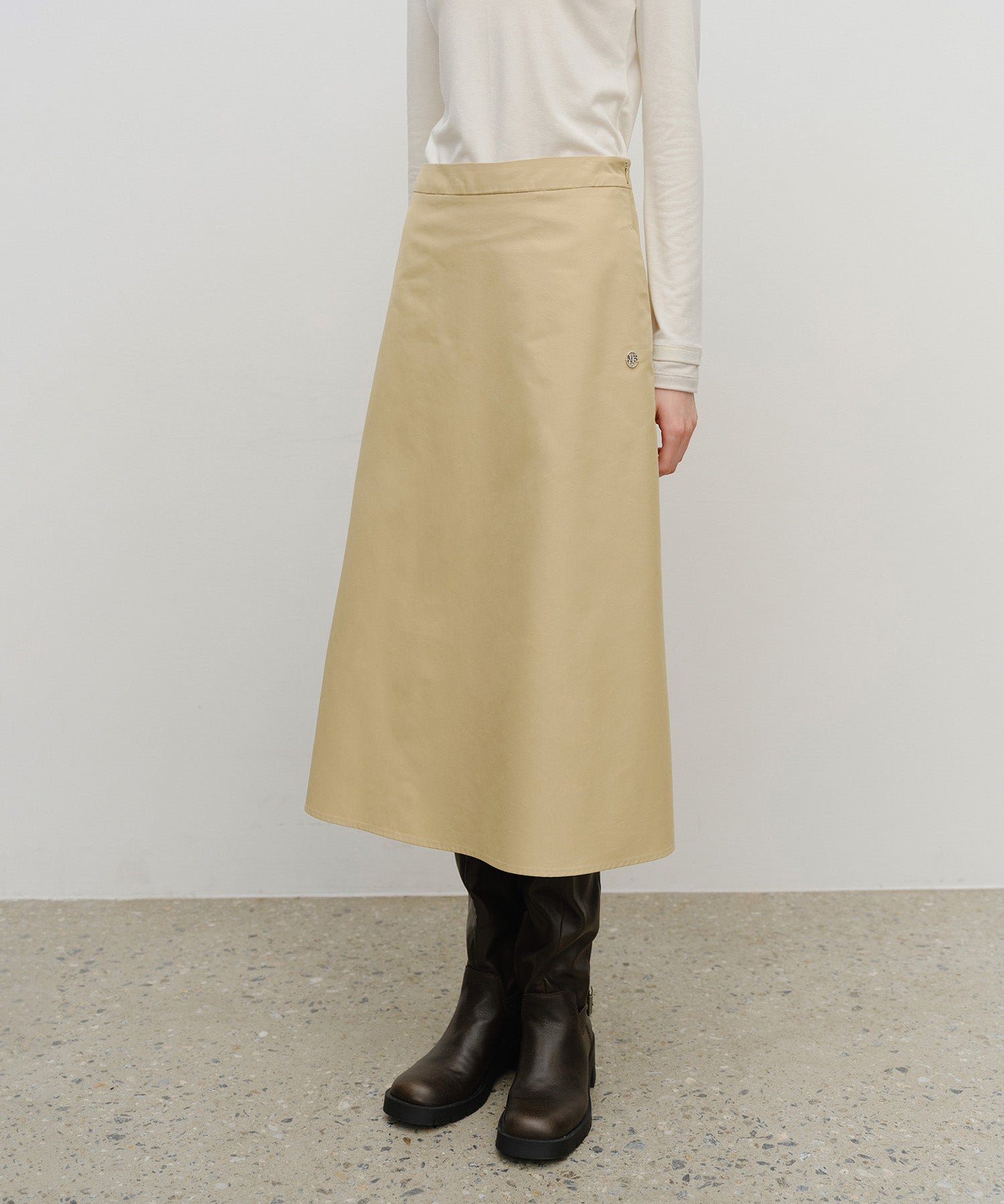 Marithe & Francois Girbaud - Semi Flare Skirt (Beige) product image 1 | TRAB K-Fashion Australia