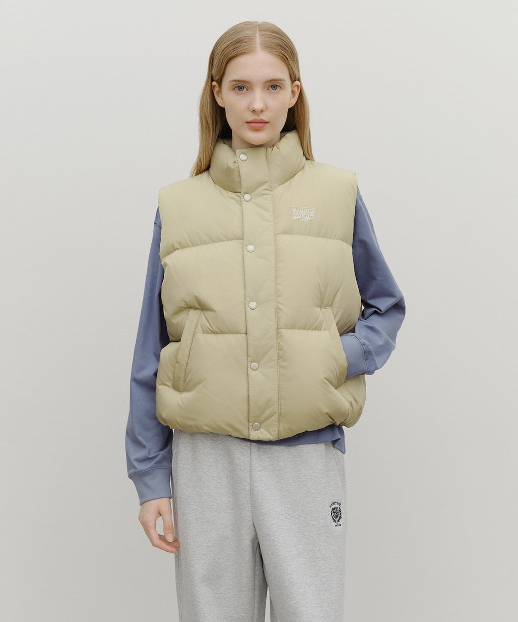 Marithe & Francois Girbaud - Classic Logo Down Vest (Beige) product image 1 | TRAB K-Fashion Australia