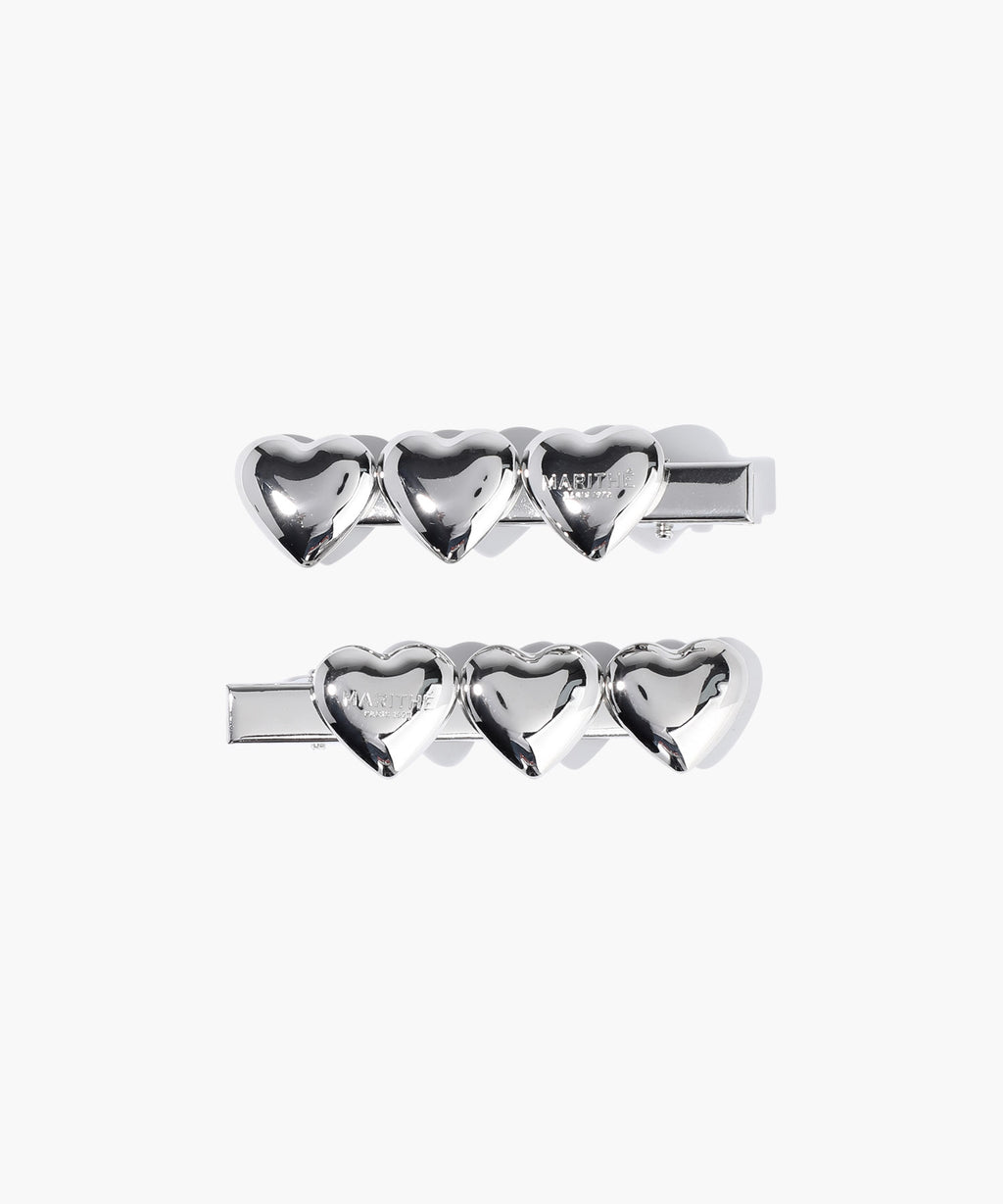 Marithe & Francois Girbaud - Regular Logo Heart Metal Hair Pin 2pack (Silver) product image 1 | TRAB K-Fashion Australia