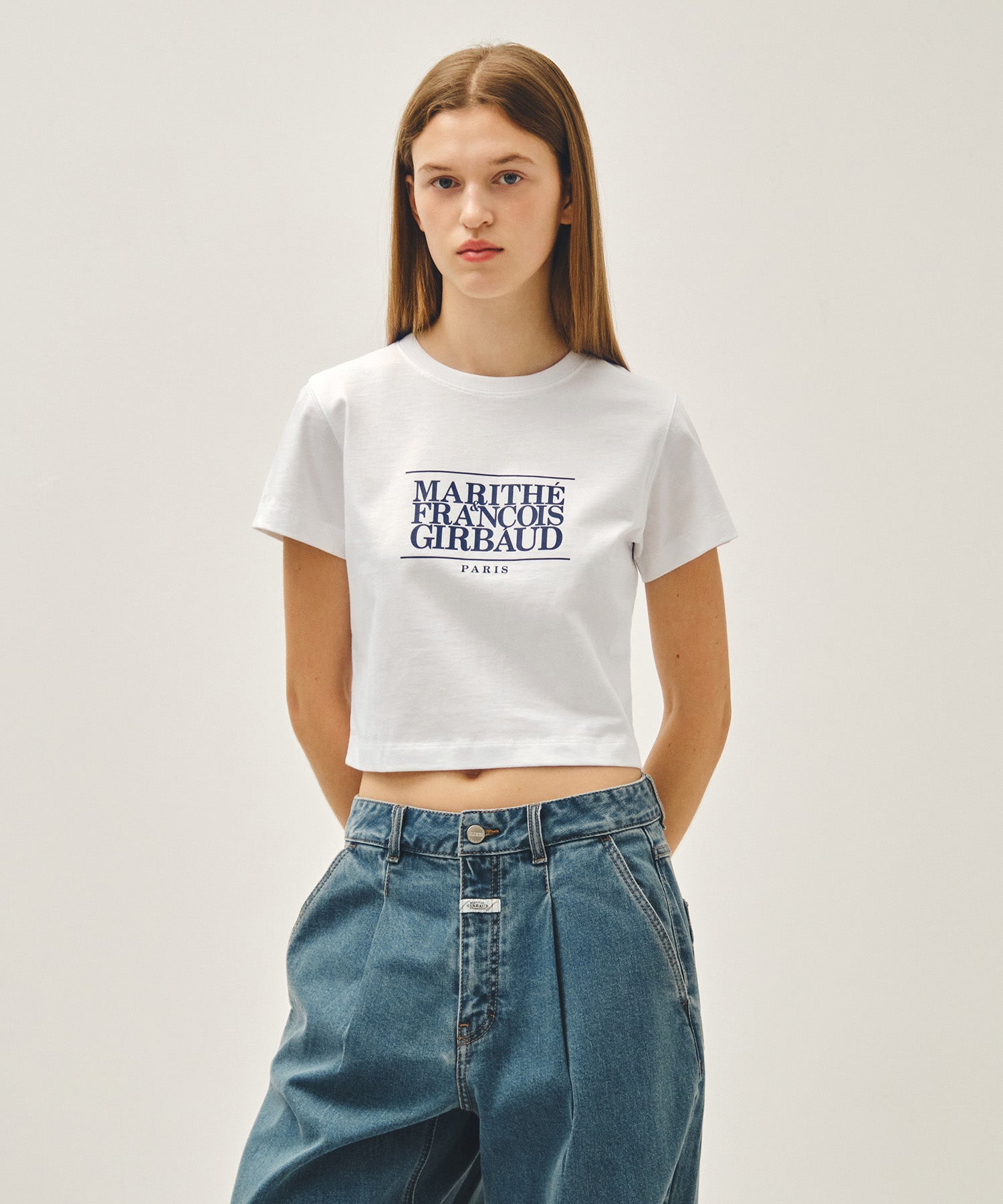 Marithe & Francois Girbaud - Classic Logo Crop Tee (White) product image 1 | TRAB K-Fashion Australia