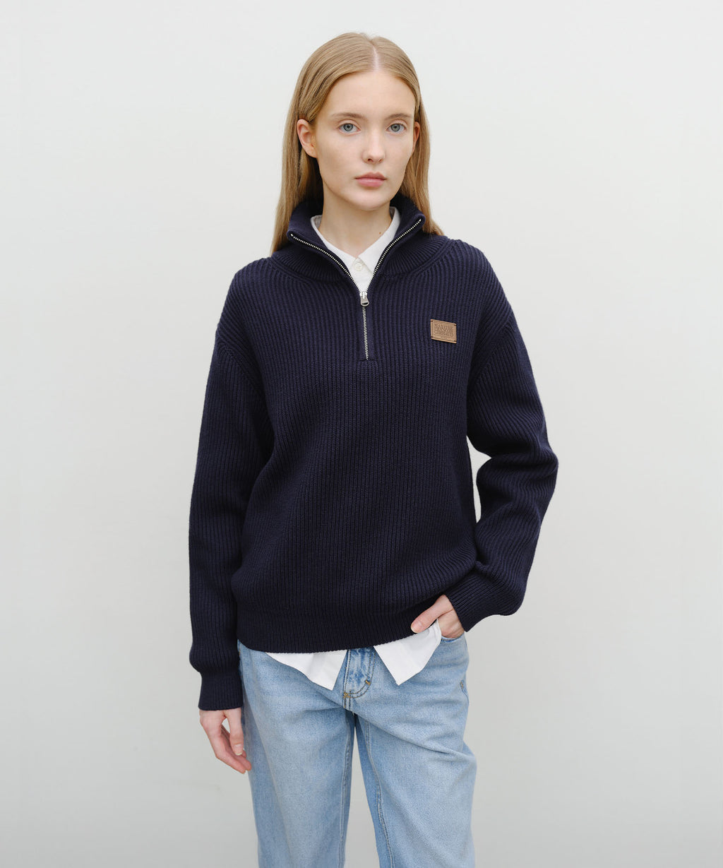 Marithe & Francois Girbaud - Half Neck Zipup Knit (Navy) product image 1 | TRAB K-Fashion Australia