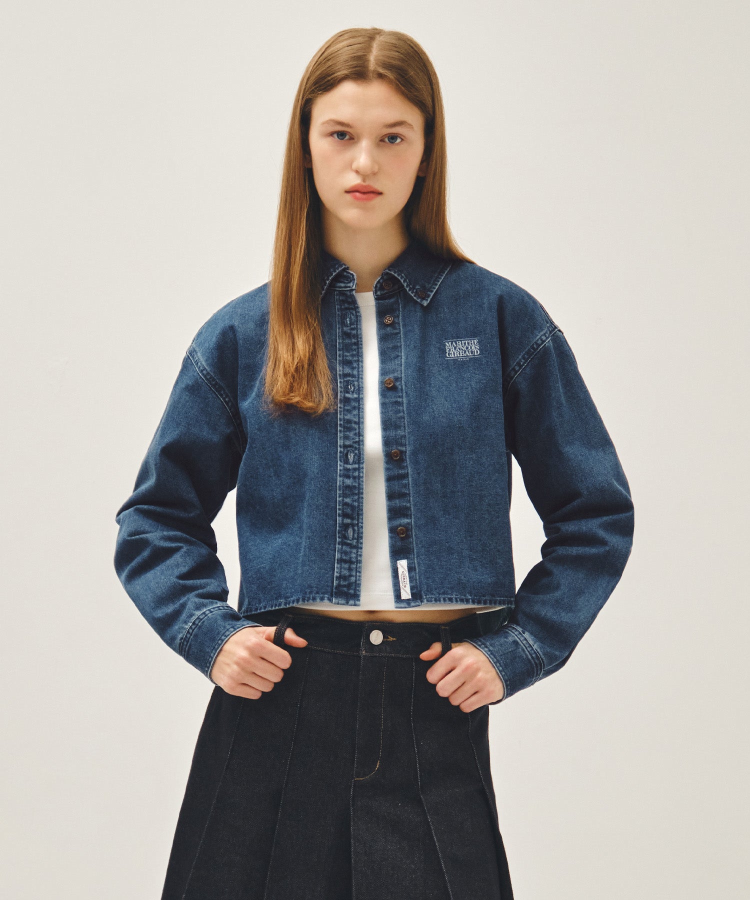 Marithe & Francois Girbaud - Crop Denim Shirt (Blue) product image 1 | TRAB K-Fashion Australia