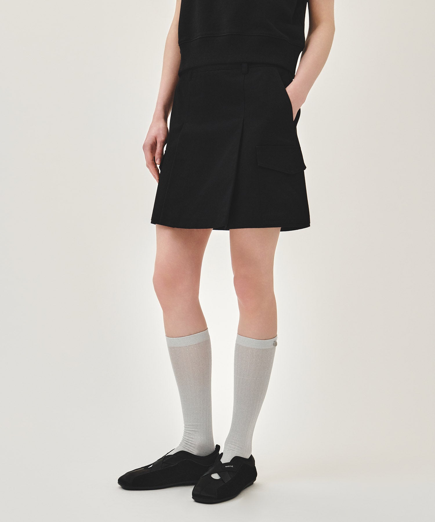 Marithe & Francois Girbaud - Cotton Cargo Mini Skirt (Black) product image 4 | TRAB K-Fashion Australia