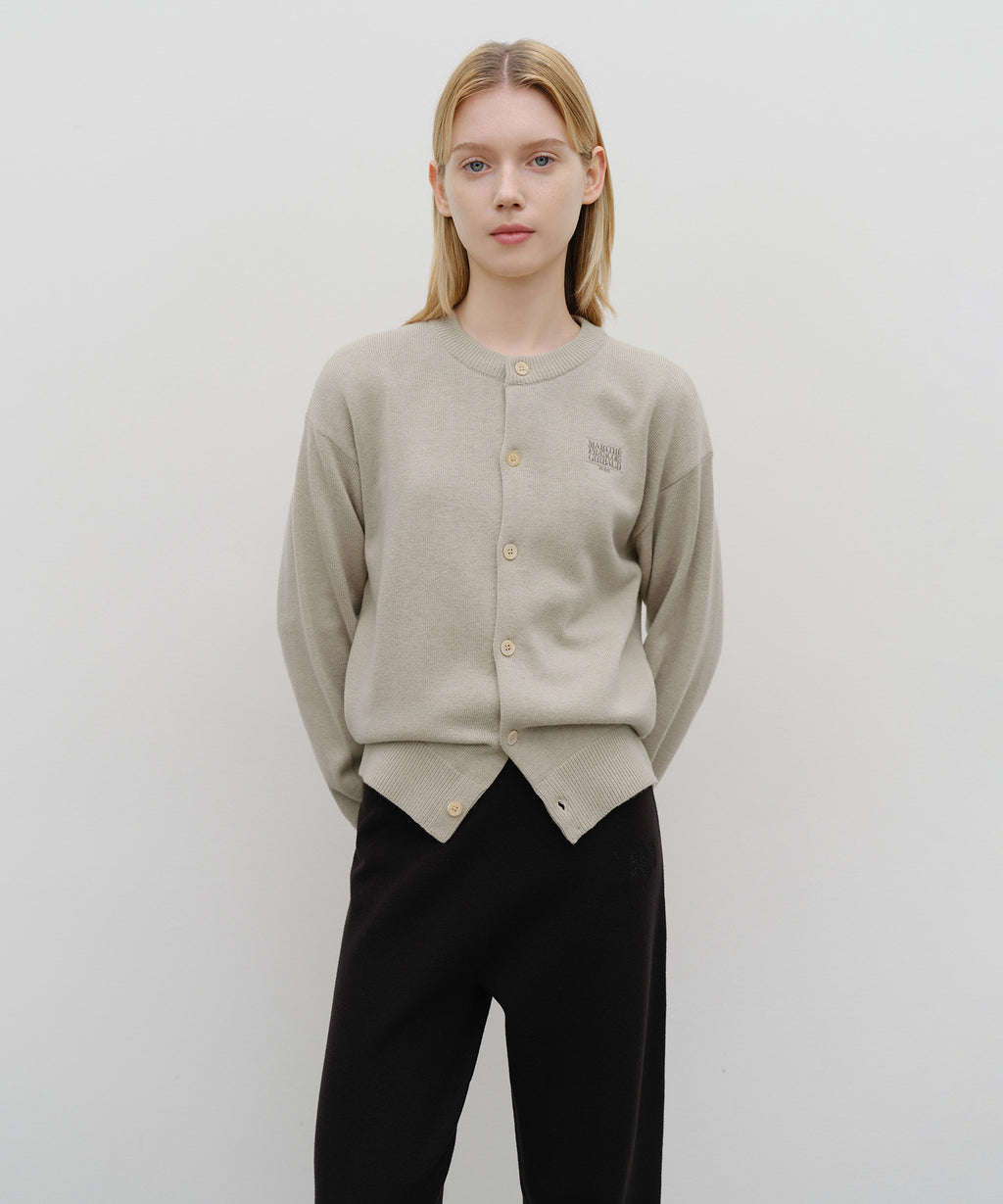 Marithe & Francois Girbaud - Basic Round Neck Cardigan (Beige) product image 1 | TRAB K-Fashion Australia