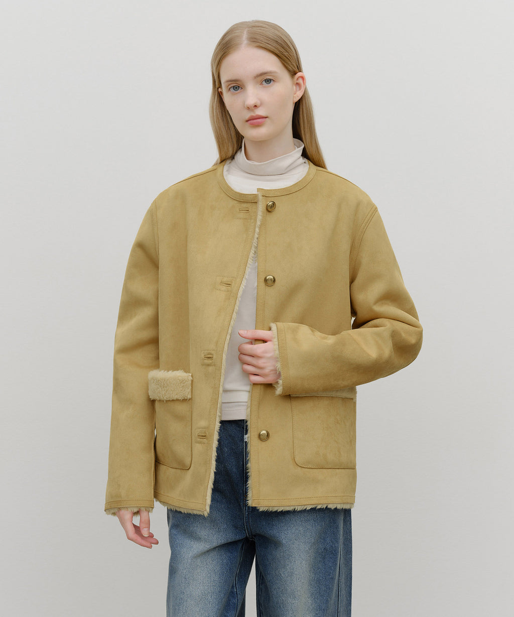 Marithe & Francois Girbaud - Reversible Shearling Jacket (Beige) product image 4 | TRAB K-Fashion Australia